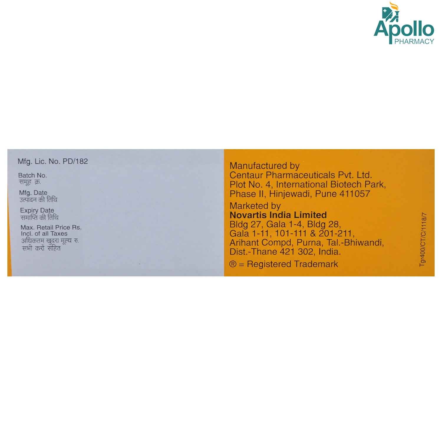 TEGRITAL 400MG TABLET , Pack of 10 TABLETS TEGRITAL 400MG TABLET , Pack of 10 TABLETS