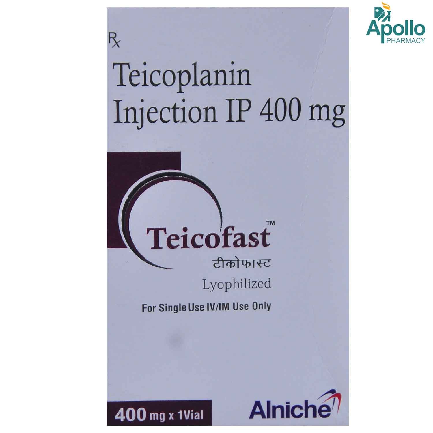 Teicofast 400mg Injection, Pack of 1 Injection Teicofast 400mg Injection, Pack of 1 Injection