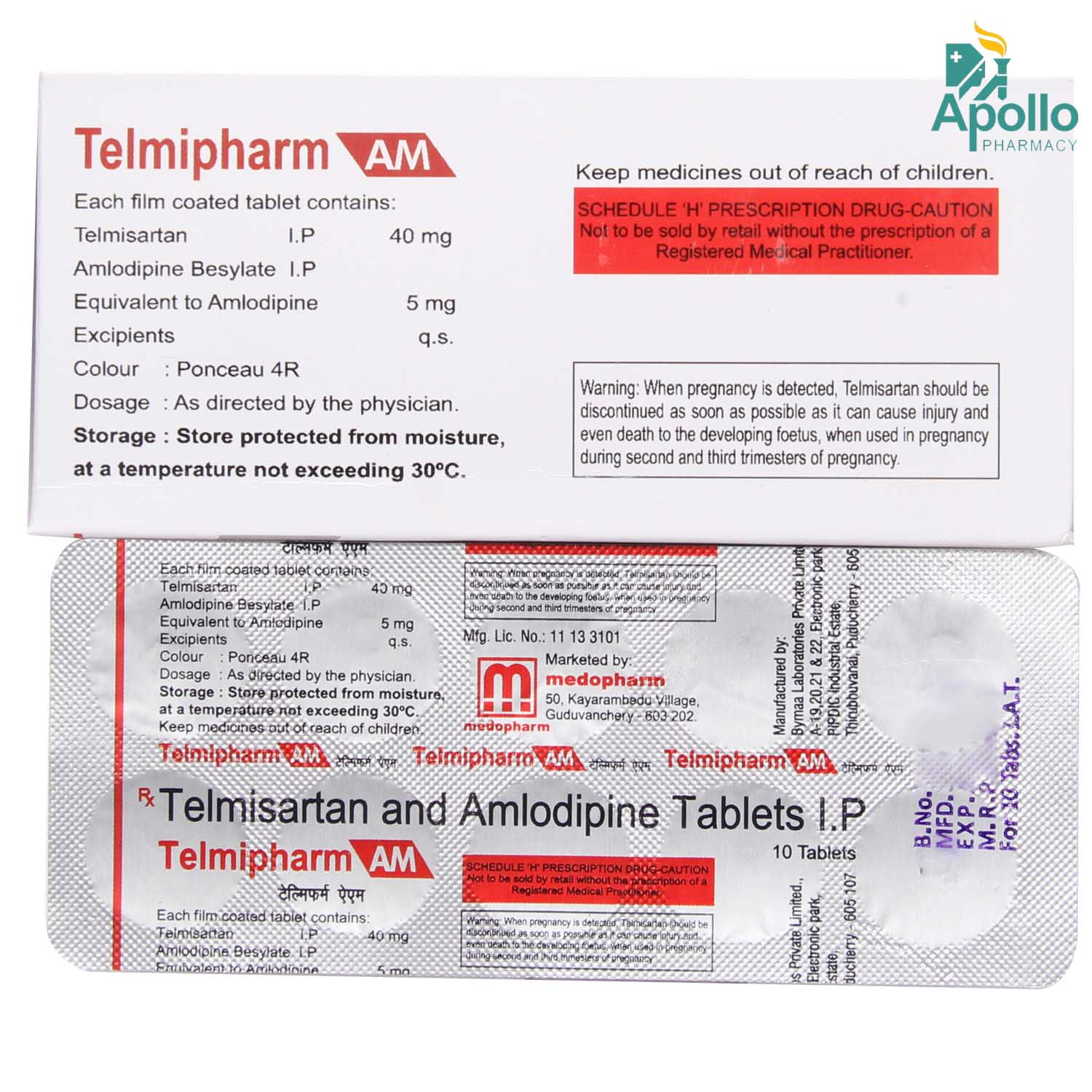 TELMIPHARM AM TABLET 10'S, Pack of 10 TELMIPHARM AM TABLET 10'S, Pack of 10