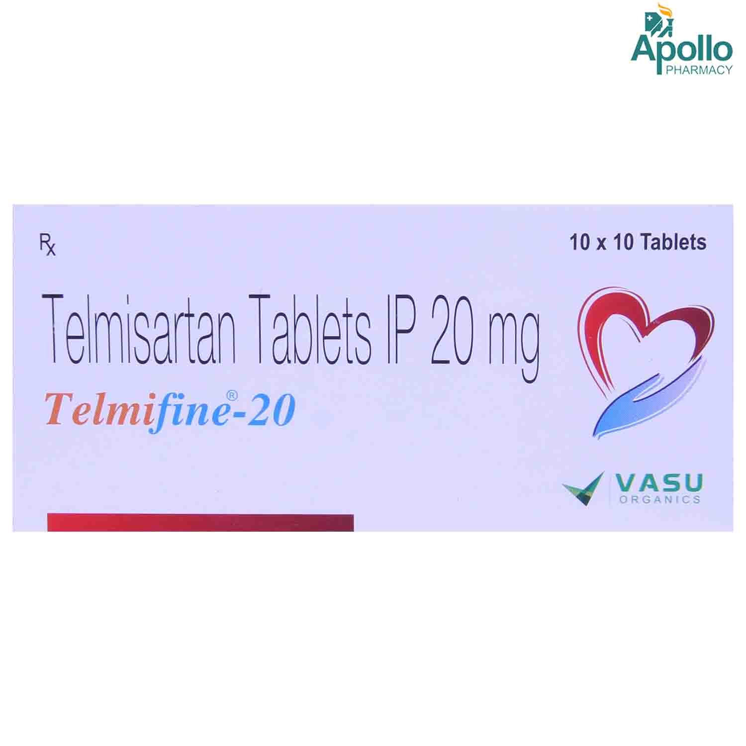 Telmifine 20 Tablet 10's, Pack of 10 TabletS Telmifine 20 Tablet 10's, Pack of 10 TabletS