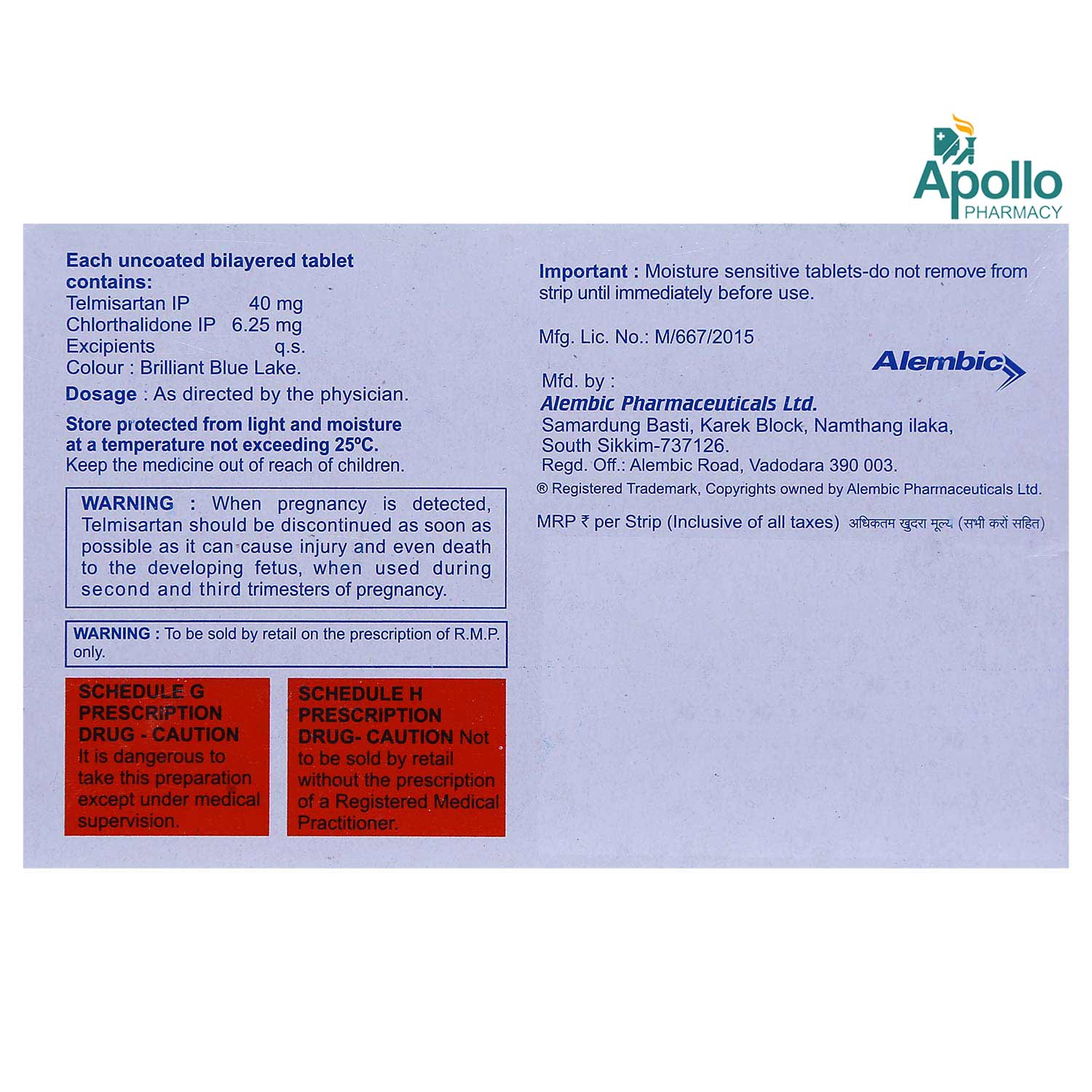 Tellzy-CH 6.25 Tablet 15's, Pack of 15 TabletS Tellzy-CH 6.25 Tablet 15's, Pack of 15 TabletS