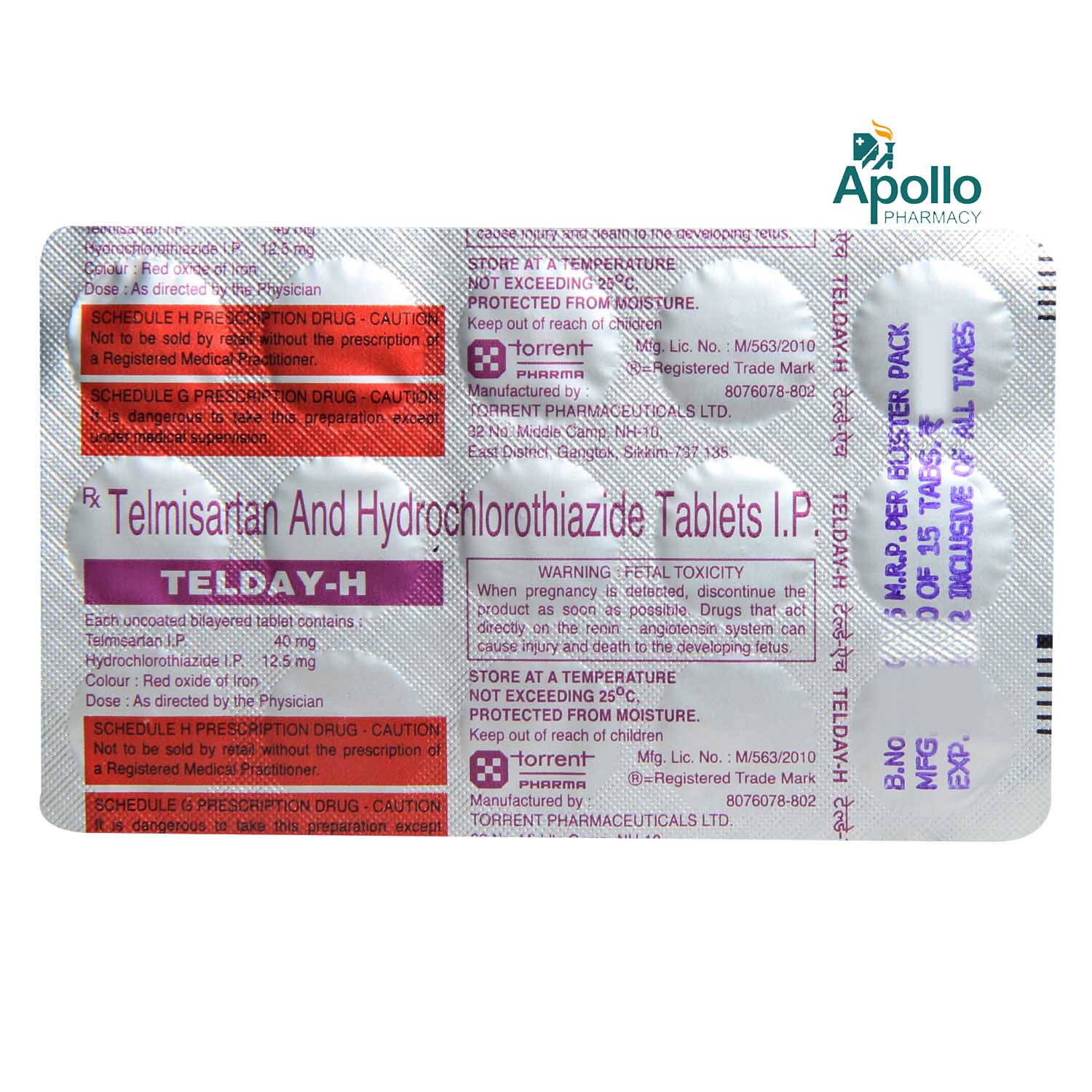 Telday-H Tablet 15's, Pack of 15 Telday-H Tablet 15's, Pack of 15