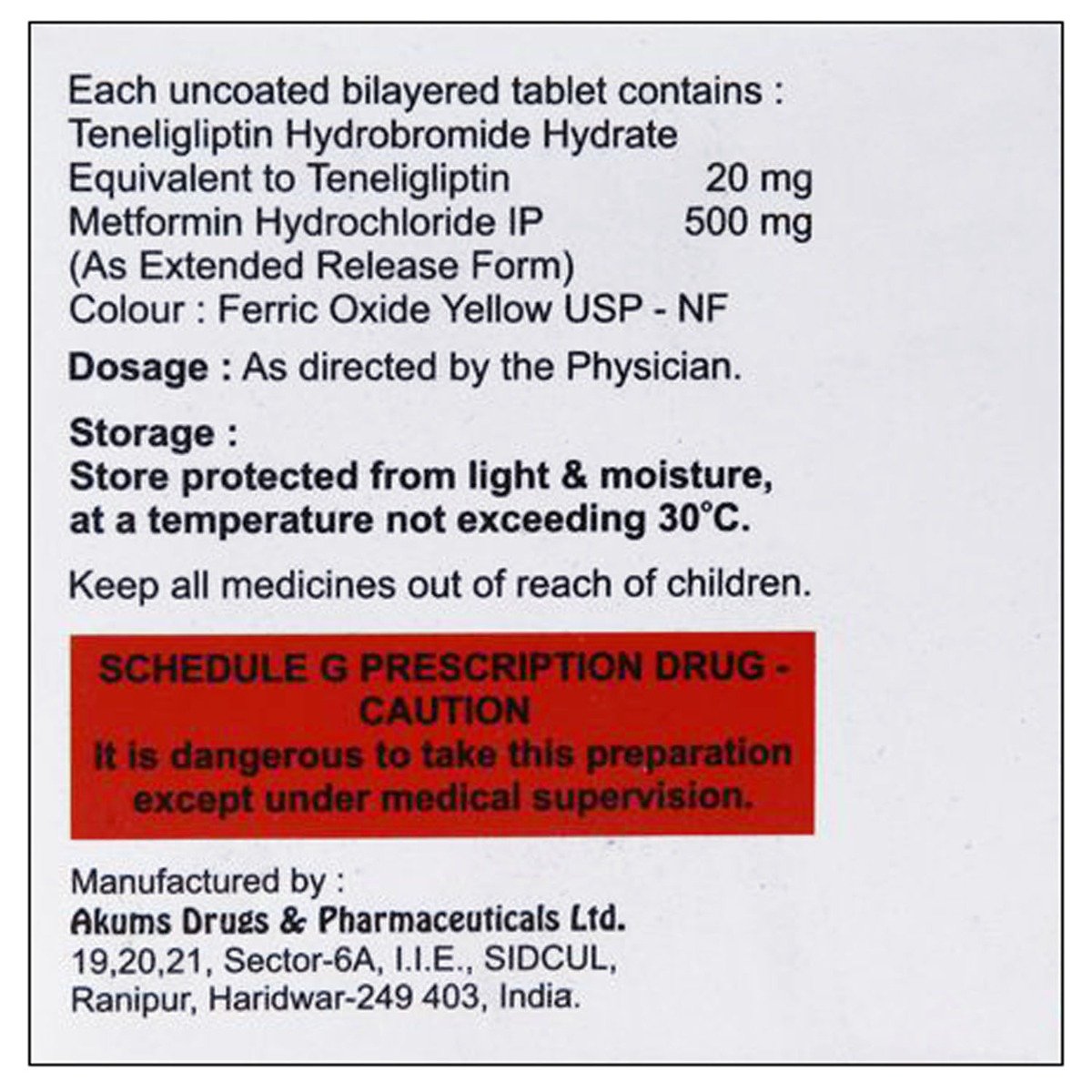 Teneliglip M 500 Tablet 10's, Pack of 10 TABLETS Teneliglip M 500 Tablet 10's, Pack of 10 TABLETS