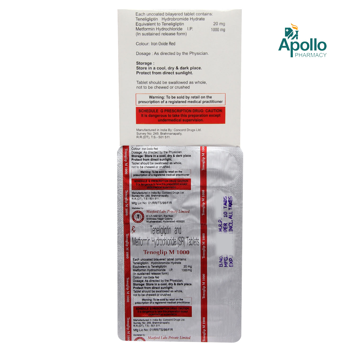 Tenoglip M 1000mg Tablet 10's, Pack of 10 TABLETS Tenoglip M 1000mg Tablet 10's, Pack of 10 TABLETS