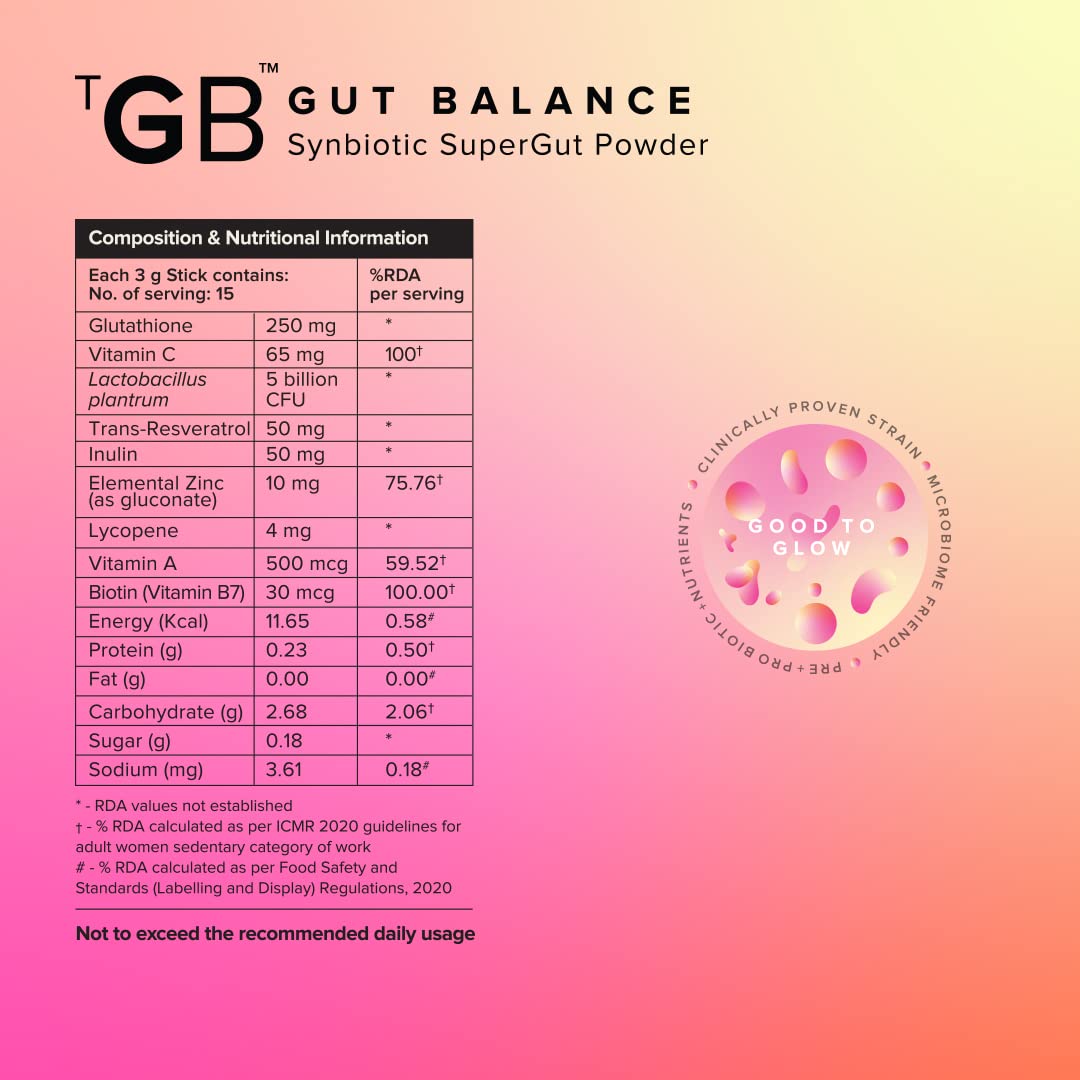 The Good Bug Good To Glow Synbiotic Supergut Powder for Healthy Hair, Skin & Nail, 3 gm x 15 Sachets, Pack of 1 The Good Bug Good To Glow Synbiotic Supergut Powder for Healthy Hair, Skin & Nail, 3 gm x 15 Sachets, Pack of 1