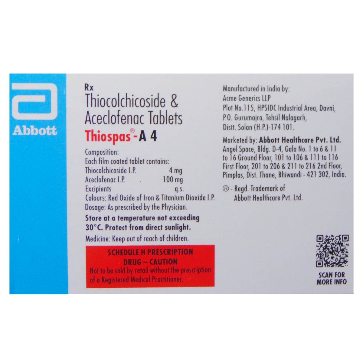Thiospas-A 4 Tablet 15's, Pack of 15 Thiospas-A 4 Tablet 15's, Pack of 15