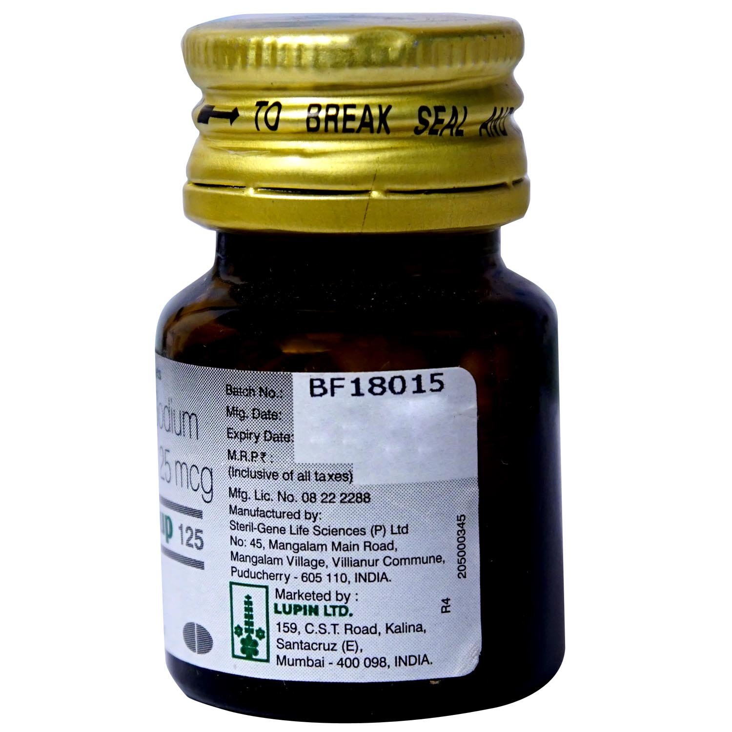 Thyroup 125 mcg Tablet 100's, Pack of 1 TABLET Thyroup 125 mcg Tablet 100's, Pack of 1 TABLET