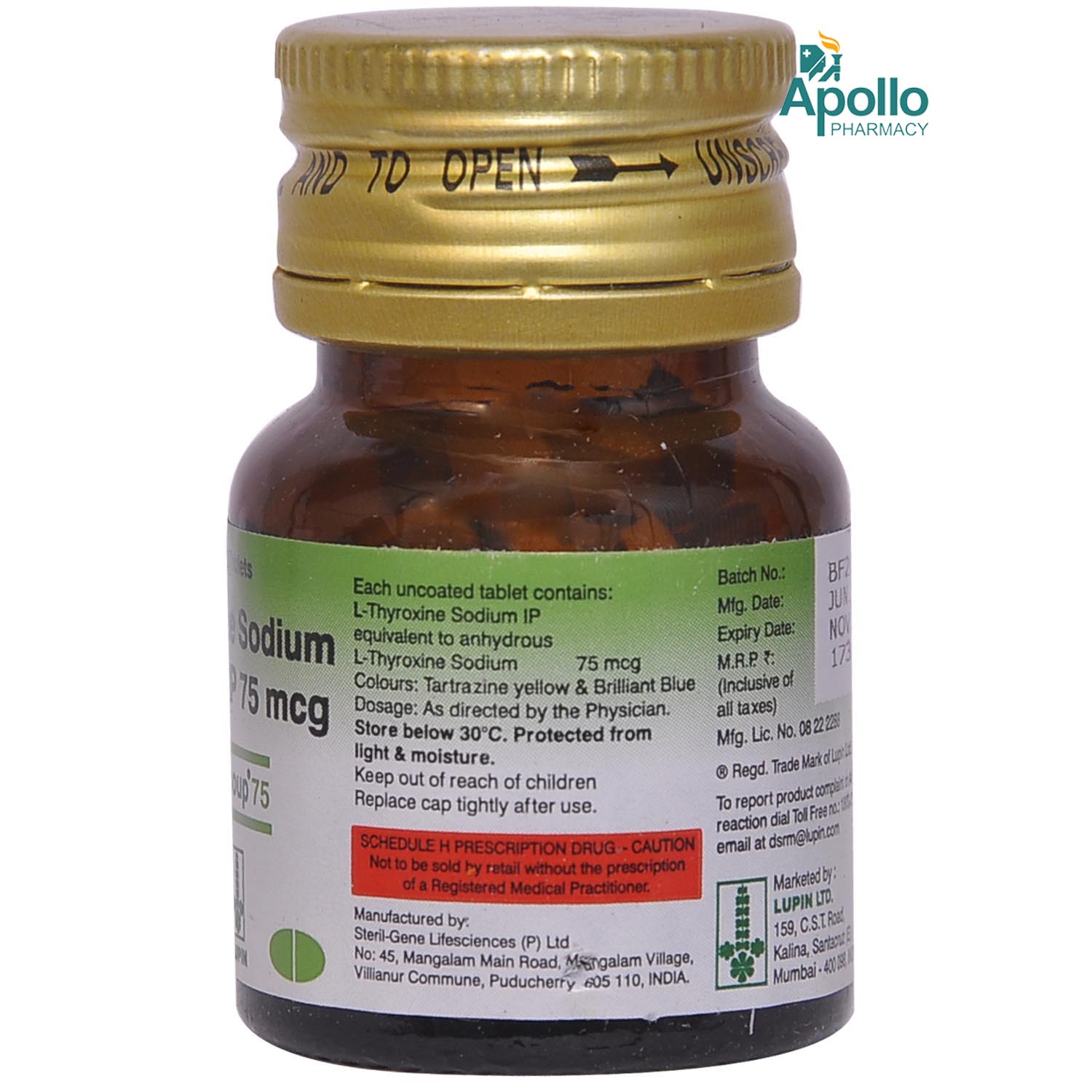 Thyroup 75 Tablet 120's, Pack of 1 TABLET Thyroup 75 Tablet 120's, Pack of 1 TABLET