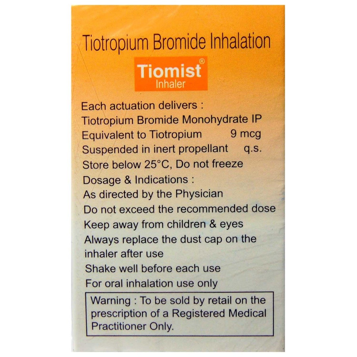 Tiomist CFC Free 9mcg Inhaler, Pack of 1 INHALER Tiomist CFC Free 9mcg Inhaler, Pack of 1 INHALER