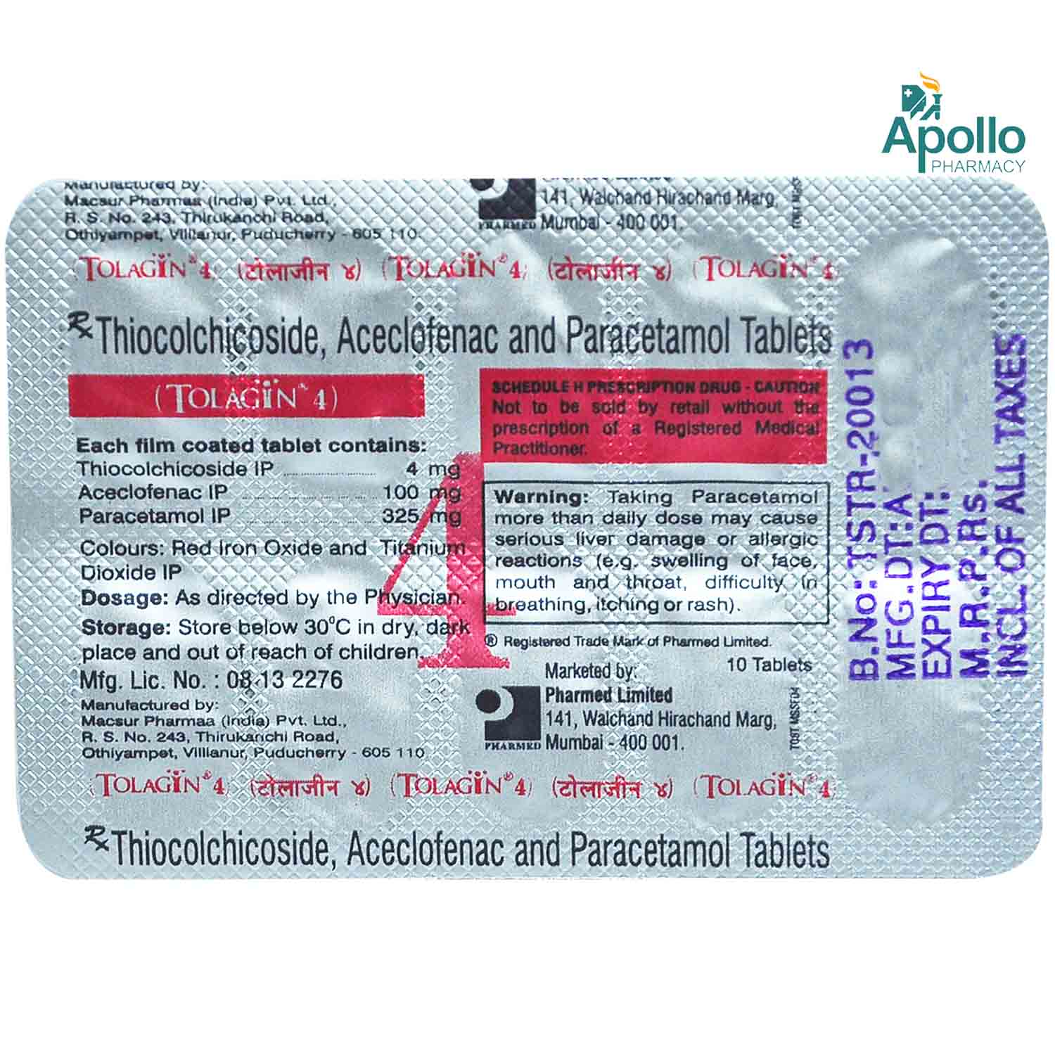 Tolagin 4 Tablet 10's, Pack of 10 Tolagin 4 Tablet 10's, Pack of 10