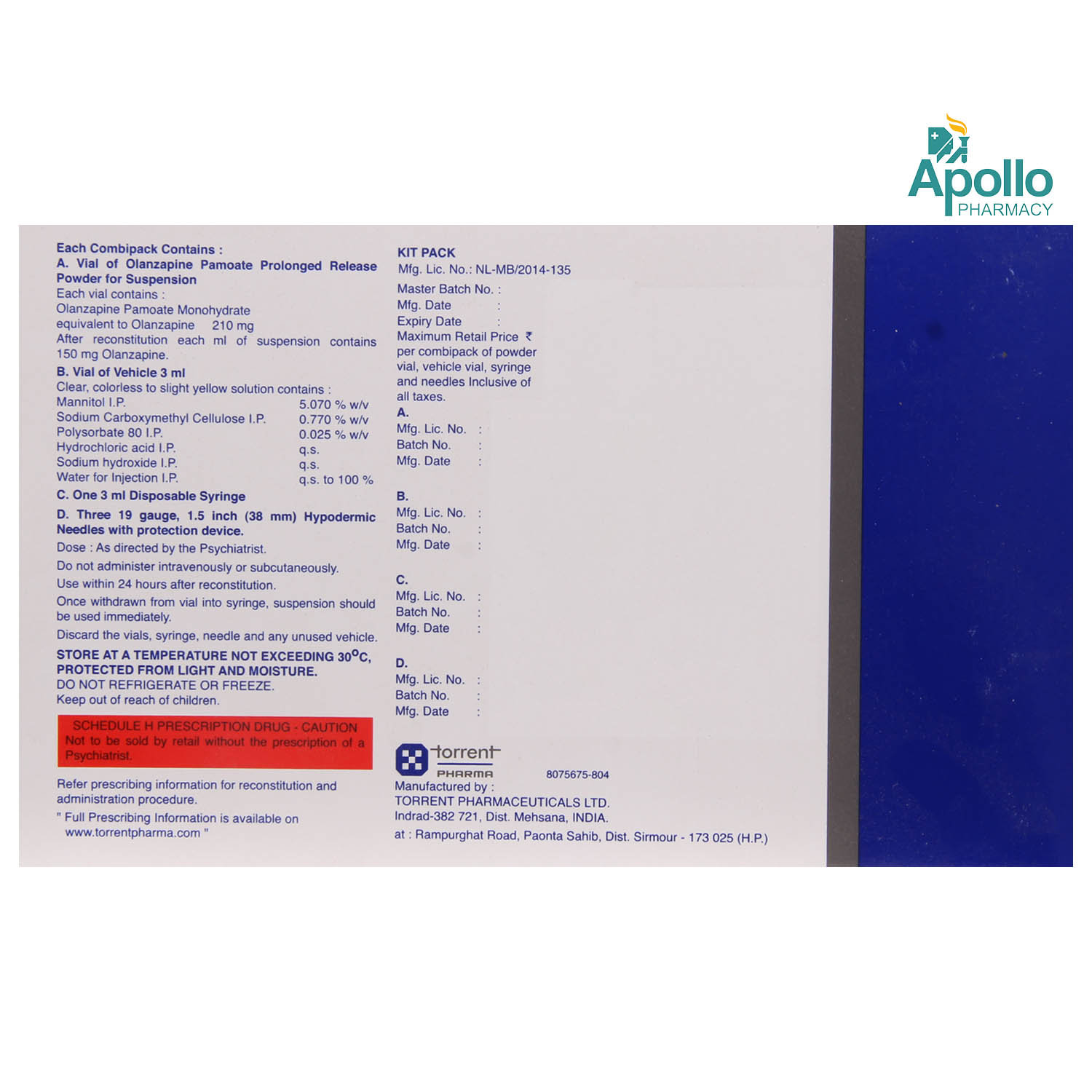 Tolaz LA 210 mg Convenience Kit 1's, Pack of 1 Injection Tolaz LA 210 mg Convenience Kit 1's, Pack of 1 Injection