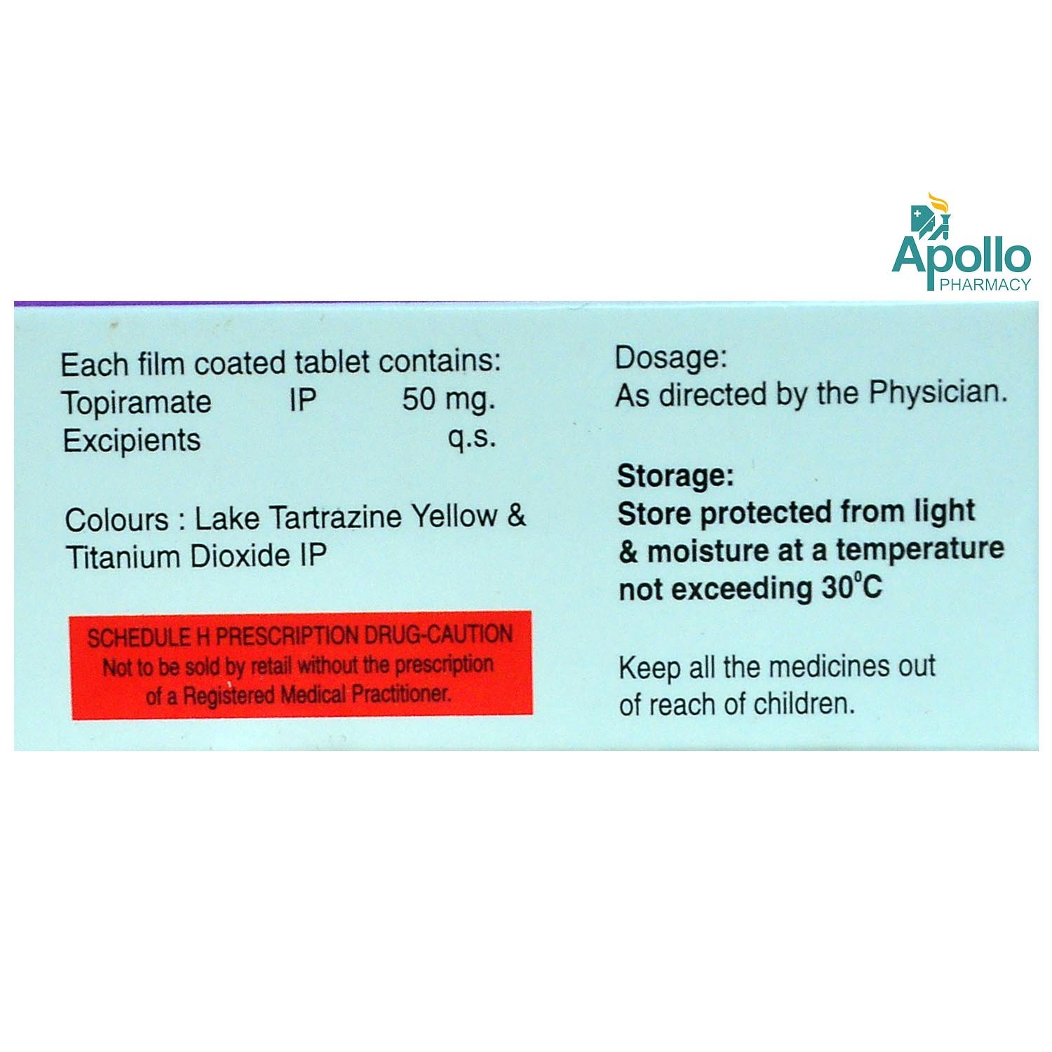 Topamed 50 Tablet 10's, Pack of 10 TABLETS Topamed 50 Tablet 10's, Pack of 10 TABLETS