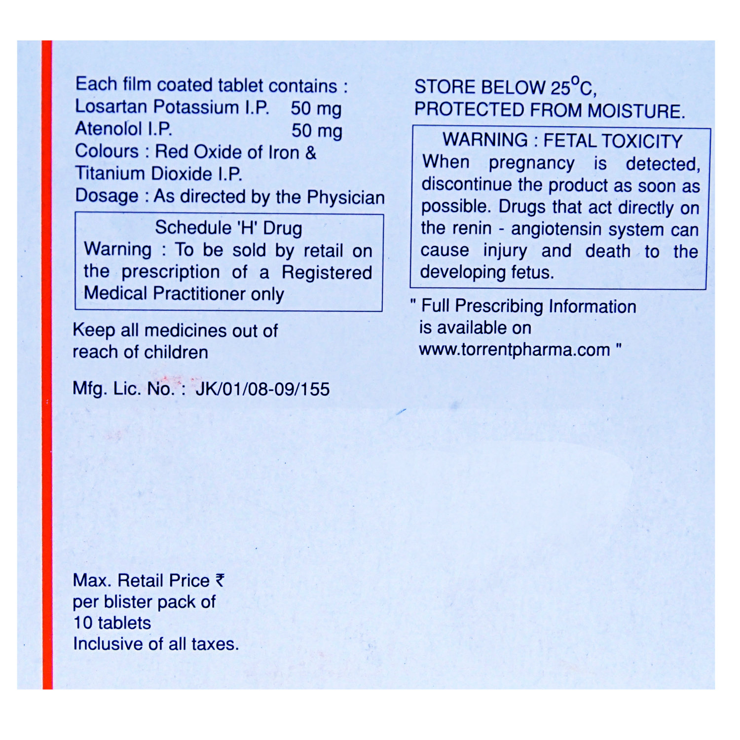 Tozaar-AT Tablet 10's, Pack of 10 TabletS Tozaar-AT Tablet 10's, Pack of 10 TabletS