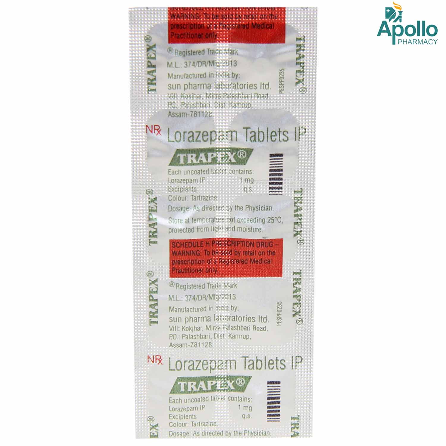 TRAPEX 1MG TABLET, Pack of 10 TABLETS TRAPEX 1MG TABLET, Pack of 10 TABLETS