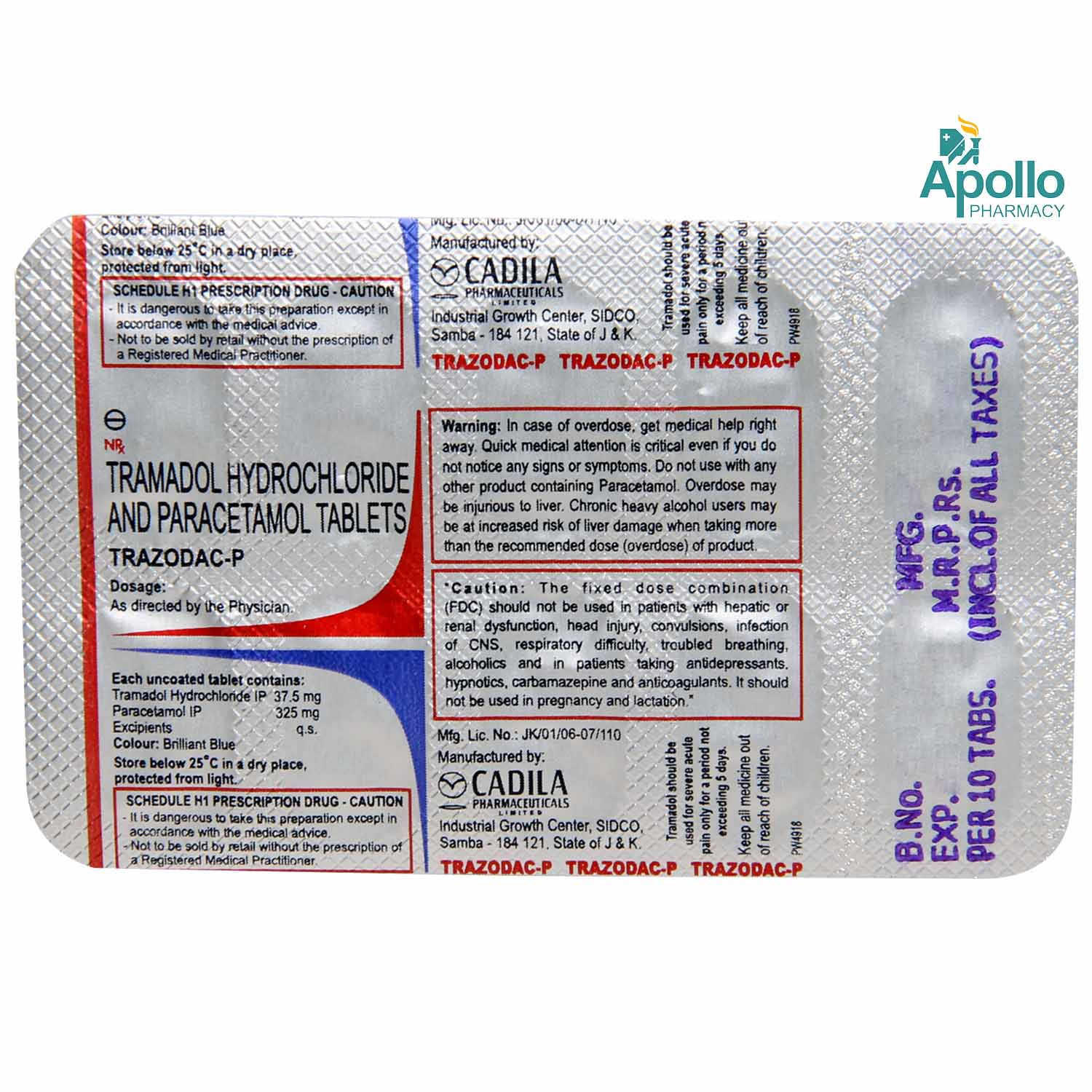 TRAZODAC P TABLET 10`S, Pack of 10 TRAZODAC P TABLET 10`S, Pack of 10