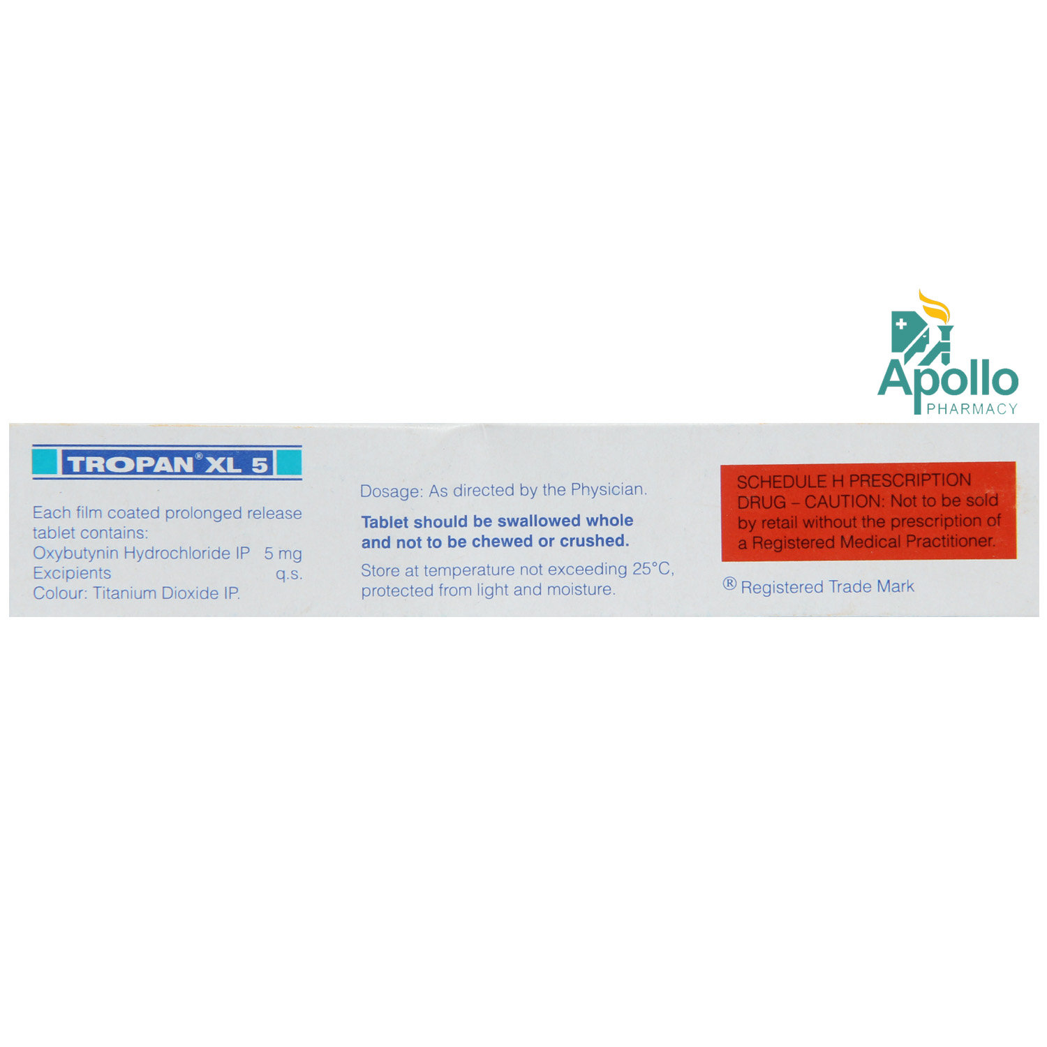 Tropan XL 5 Tablet 10's, Pack of 10 TABLET ERS Tropan XL 5 Tablet 10's, Pack of 10 TABLET ERS