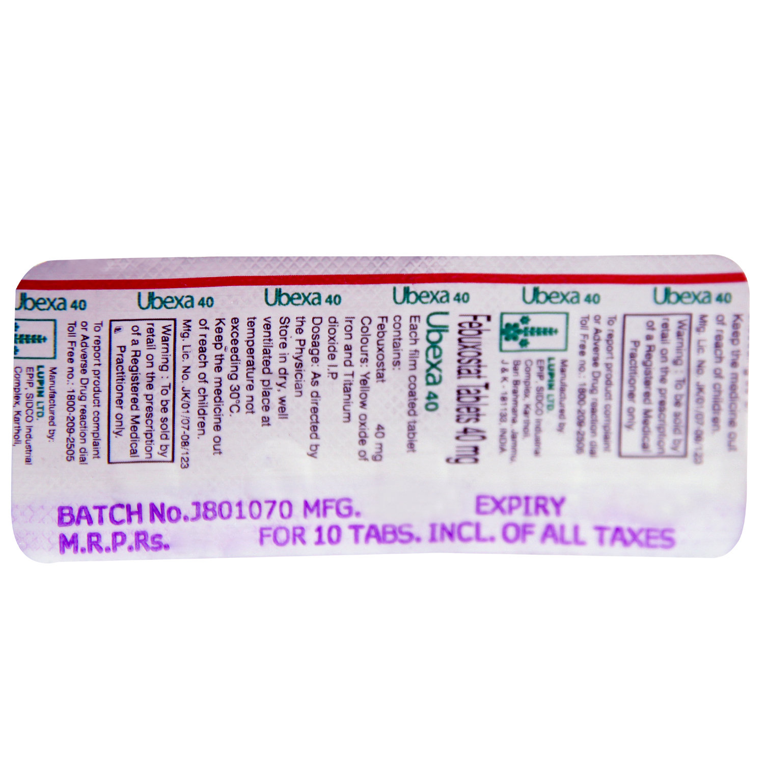 Ubexa 40 mg Tablet 10's, Pack of 10 TABLETS Ubexa 40 mg Tablet 10's, Pack of 10 TABLETS