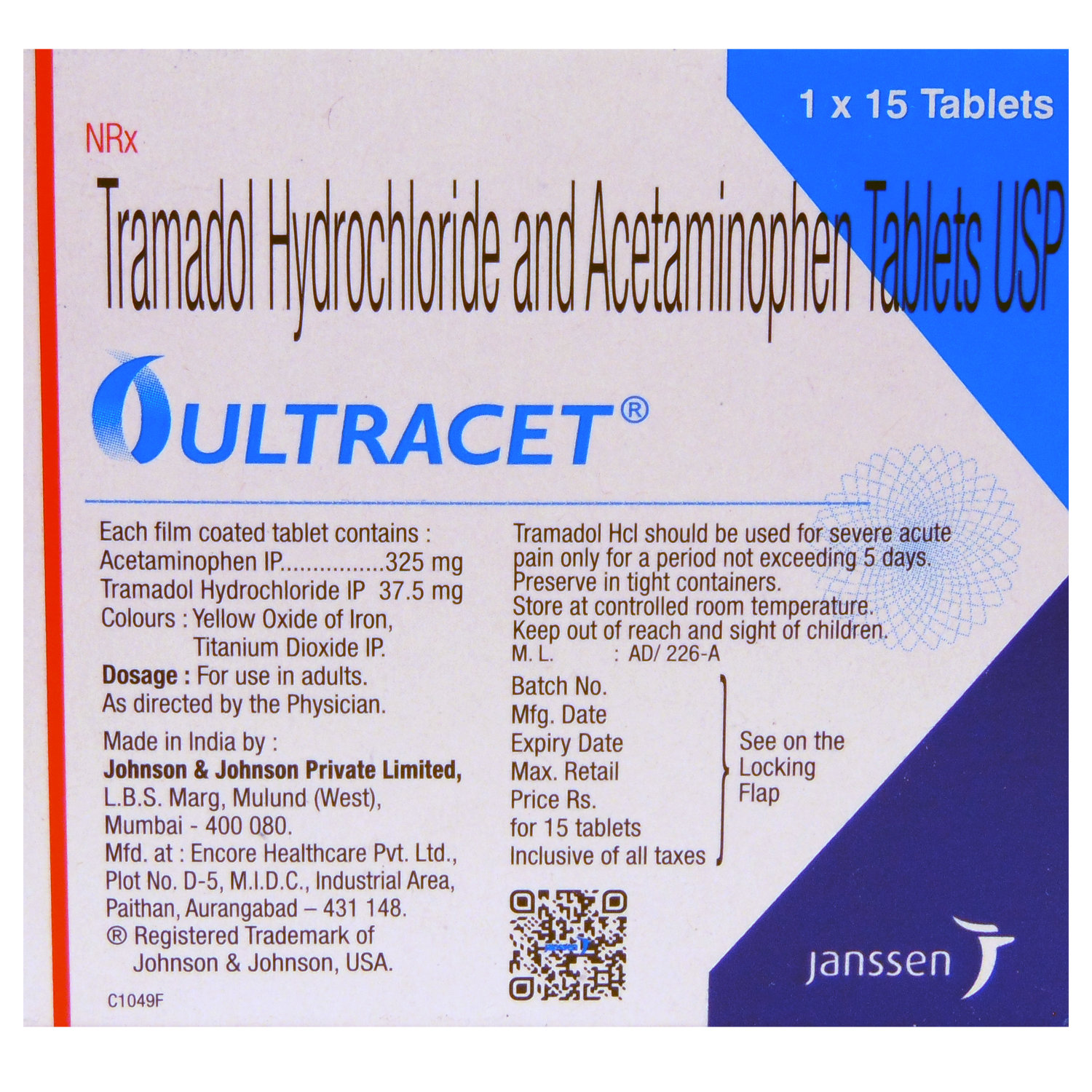Ultracet Tablet 15's, Pack of 15 Ultracet Tablet 15's, Pack of 15