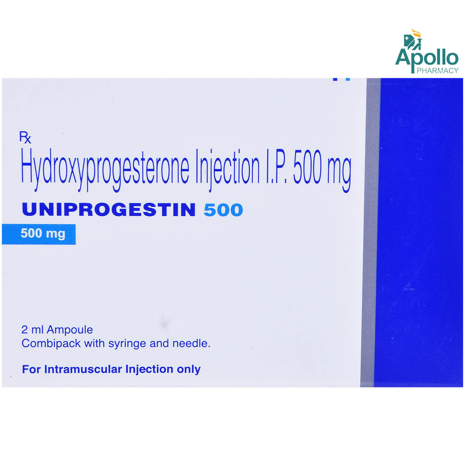 Uniprogestin 500 mg Injection 2 ml, Pack of 1 Injection Uniprogestin 500 mg Injection 2 ml, Pack of 1 Injection