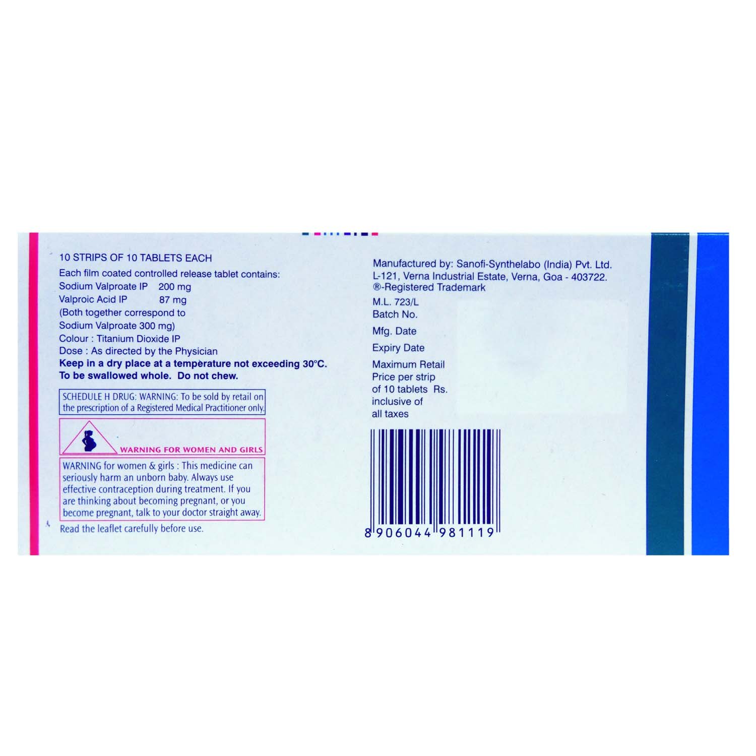 Valparin Chrono 300 Tablet 10's, Pack of 10 TABLET CRS Valparin Chrono 300 Tablet 10's, Pack of 10 TABLET CRS