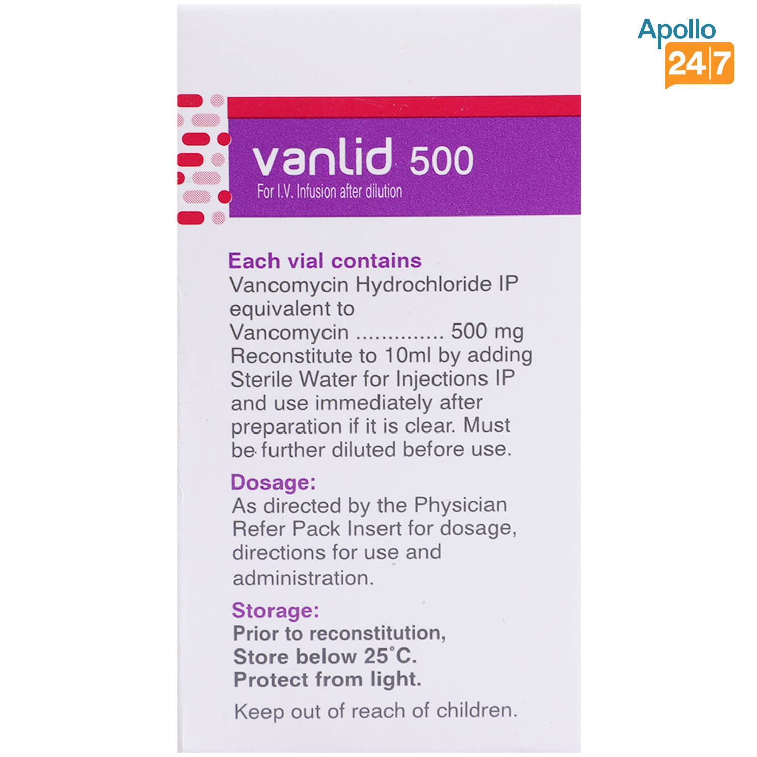 Vanlid 500 Infusion 1's, Pack of 1 Injection Vanlid 500 Infusion 1's, Pack of 1 Injection