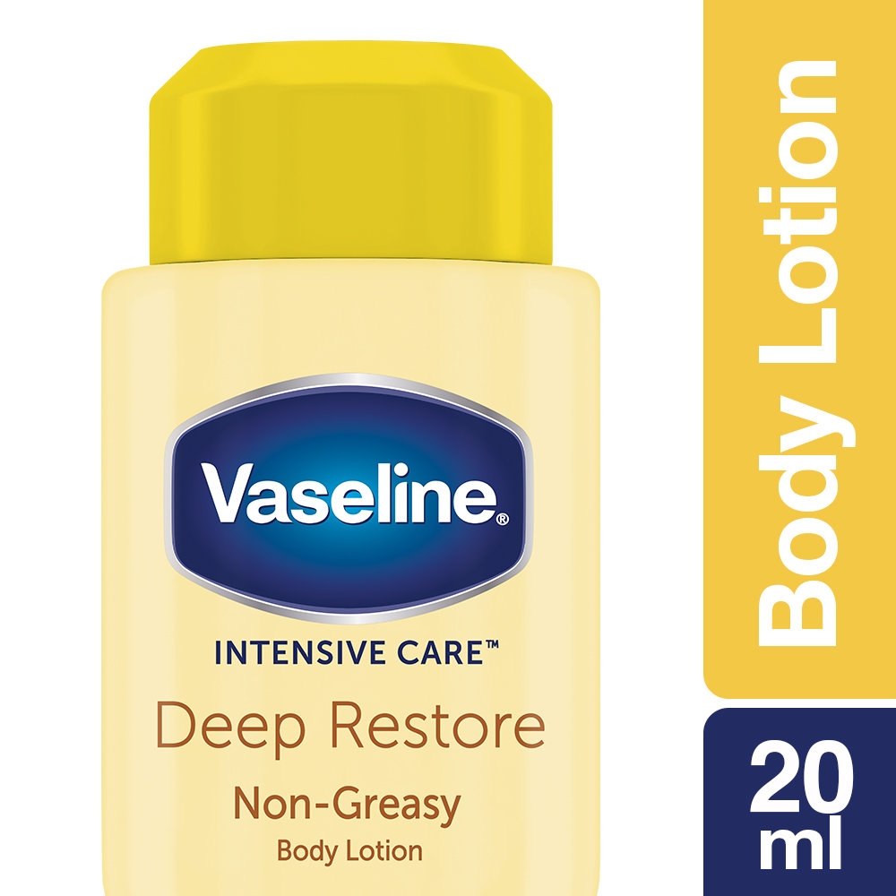 Vaseline Intensive Care Deep Restore Body Lotion 20 ml | Long Lasting Moisturization | For Dry Skin | Non Greasy Formula, Pack of 1 Vaseline Intensive Care Deep Restore Body Lotion 20 ml | Long Lasting Moisturization | For Dry Skin | Non Greasy Formula, Pack of 1