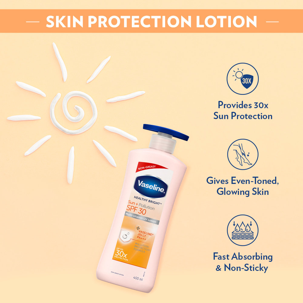 Vaseline Healthy Bright SPF 30 Multivitamin UV Lotion, 400 ml, Pack of 1 Vaseline Healthy Bright SPF 30 Multivitamin UV Lotion, 400 ml, Pack of 1