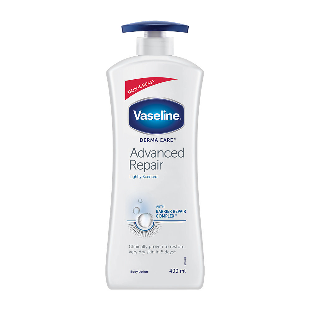Vaseline Derma Care Advanced Repair Body Lotion 400 ml | With Barrier Repair Complex | Heals Dry Skin In 5 Days | Long Lasting Moisturization | Non Greasy | For Very Dry Skin & Very Sensitive Skin, Pack of 1 Vaseline Derma Care Advanced Repair Body Lotion 400 ml | With Barrier Repair Complex | Heals Dry Skin In 5 Days | Long Lasting Moisturization | Non Greasy | For Very Dry Skin & Very Sensitive Skin, Pack of 1