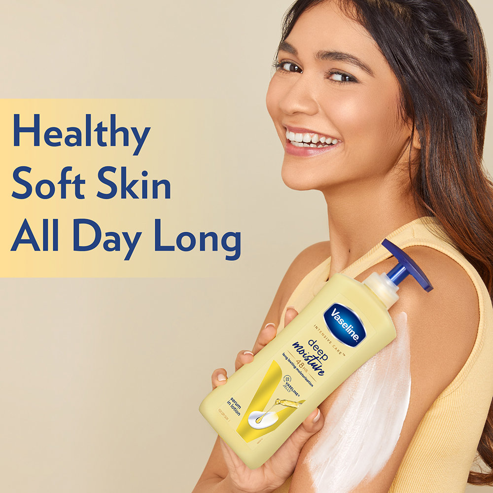 Vaseline Intensive Care Deep Moisture Body Lotion 400 ml | Long Lasting Moisturization Upto 48 Hrs | Non Greasy & Fast Absorbing | For Dry Skin, Pack of 1 Vaseline Intensive Care Deep Moisture Body Lotion 400 ml | Long Lasting Moisturization Upto 48 Hrs | Non Greasy & Fast Absorbing | For Dry Skin, Pack of 1