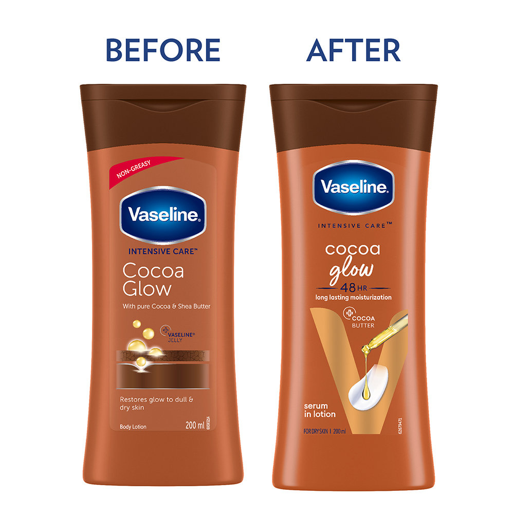 Vaseline Intensive Care Cocoa Glow Body Lotion 200 ml | With Cocoa Butter | Provides 48 hrs Of Moisturization | Non Greasy & Fast Absorbing | For Dry Skin, Pack of 1 Vaseline Intensive Care Cocoa Glow Body Lotion 200 ml | With Cocoa Butter | Provides 48 hrs Of Moisturization | Non Greasy & Fast Absorbing | For Dry Skin, Pack of 1