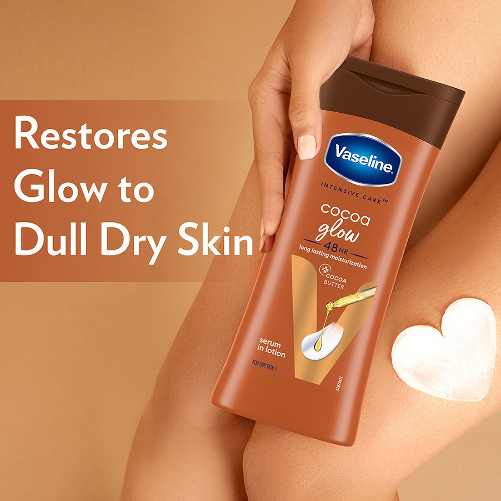 Vaseline Intensive Care Cocoa Glow Body Lotion 200 ml | With Cocoa Butter | Provides 48 hrs Of Moisturization | Non Greasy & Fast Absorbing | For Dry Skin, Pack of 1 Vaseline Intensive Care Cocoa Glow Body Lotion 200 ml | With Cocoa Butter | Provides 48 hrs Of Moisturization | Non Greasy & Fast Absorbing | For Dry Skin, Pack of 1