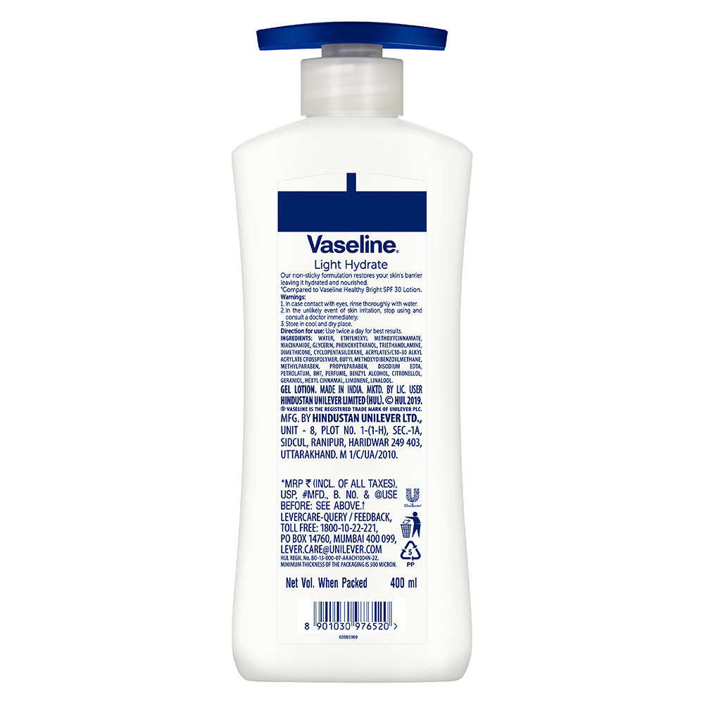 Vaseline Light Hydrate 10X Serum In Lotion, 400 ml, Pack of 1 Vaseline Light Hydrate 10X Serum In Lotion, 400 ml, Pack of 1