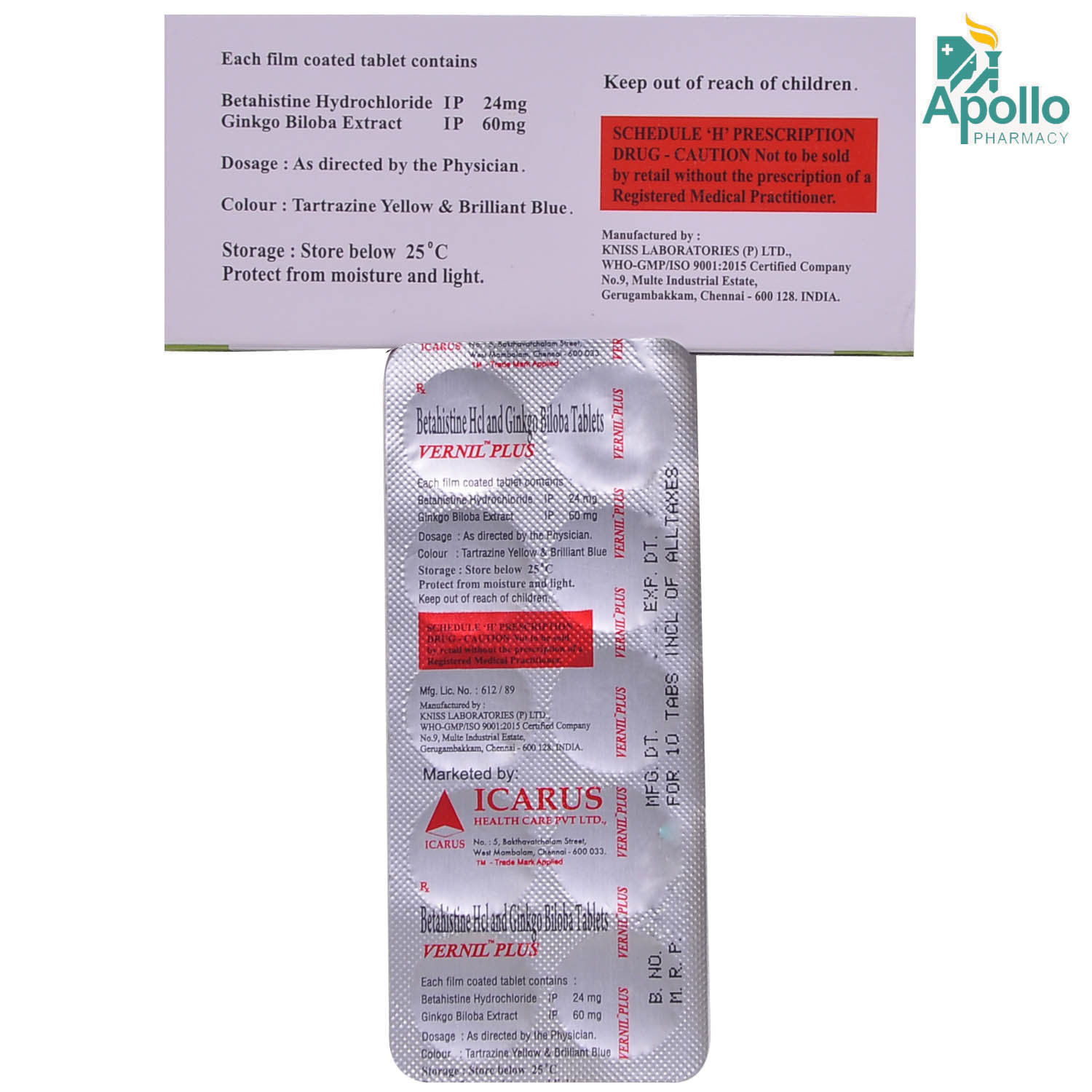 VERNIL PLUS TABLET, Pack of 10 TABLETS VERNIL PLUS TABLET, Pack of 10 TABLETS