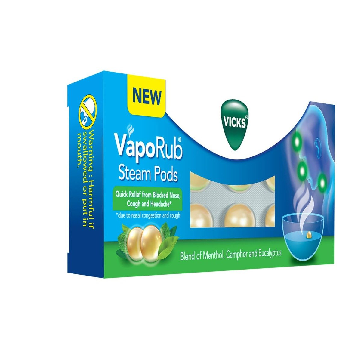 Vicks VapoRub Steam Pods, 10 Capsules, Pack of 1 Vicks VapoRub Steam Pods, 10 Capsules, Pack of 1