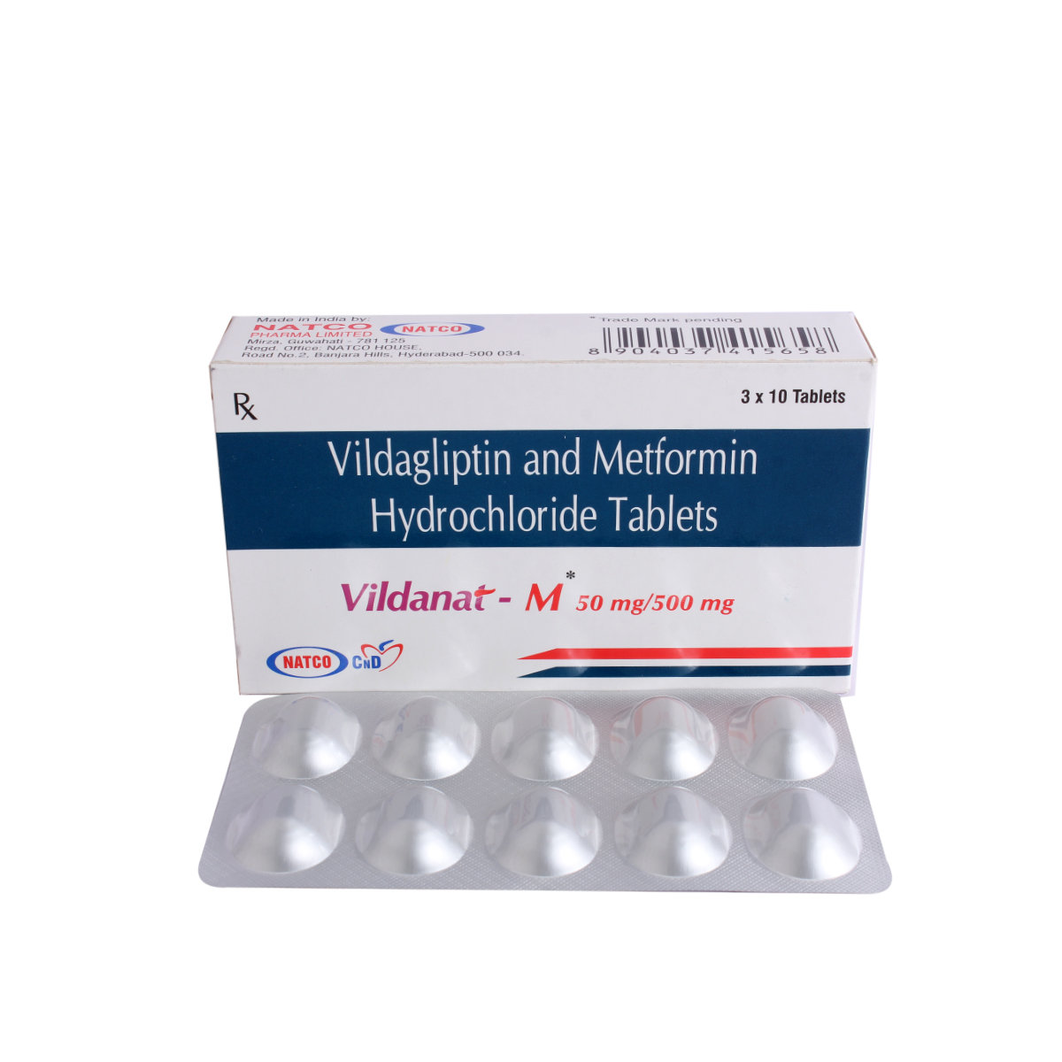 Vildanat M 50/500mg Tablet 10's, Pack of 10 Vildanat M 50/500mg Tablet 10's, Pack of 10