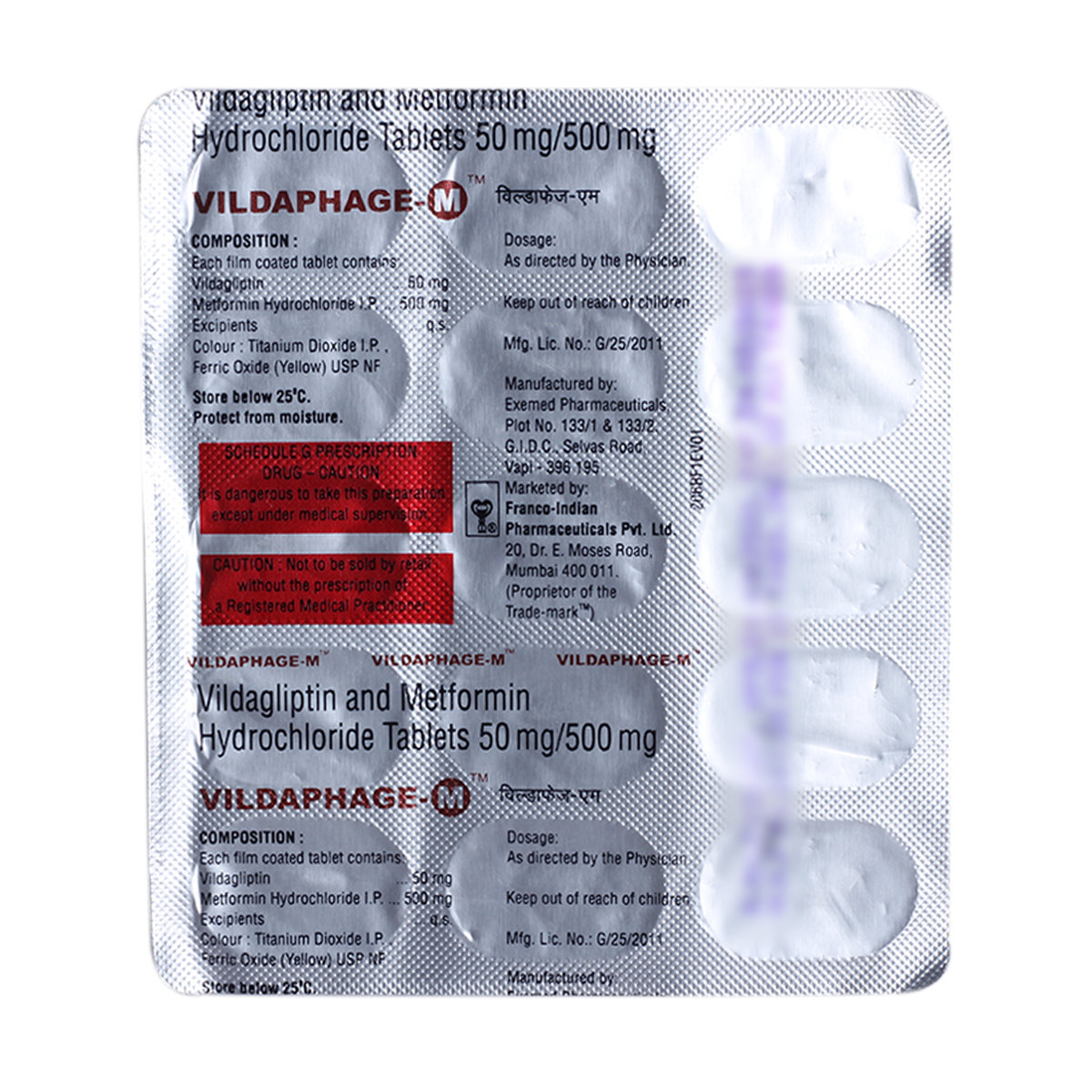 Vildaphage M 50/500mg Tablet 15's, Pack of 15 TABLETS Vildaphage M 50/500mg Tablet 15's, Pack of 15 TABLETS