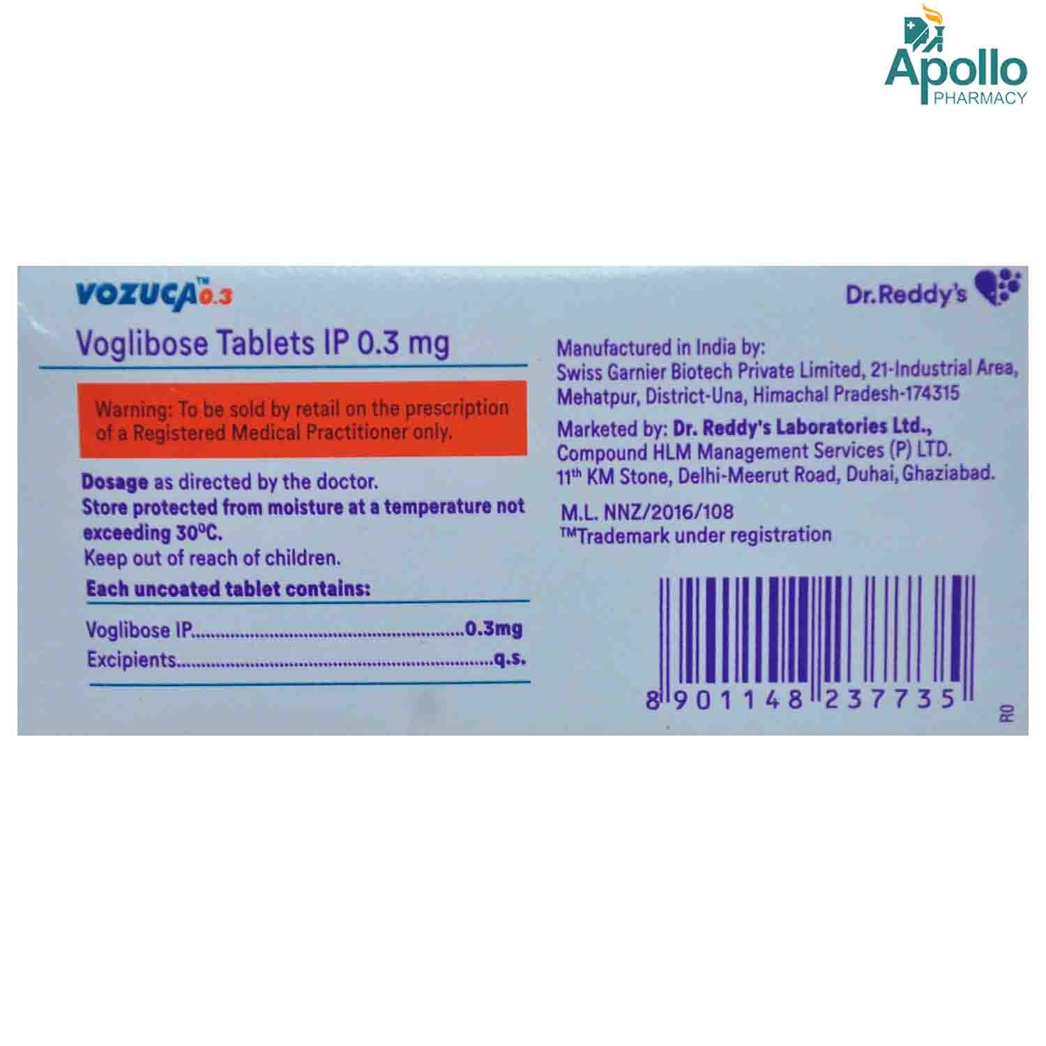 Vozuca 0.3 Tablet 14's, Pack of 14 TABLETS Vozuca 0.3 Tablet 14's, Pack of 14 TABLETS