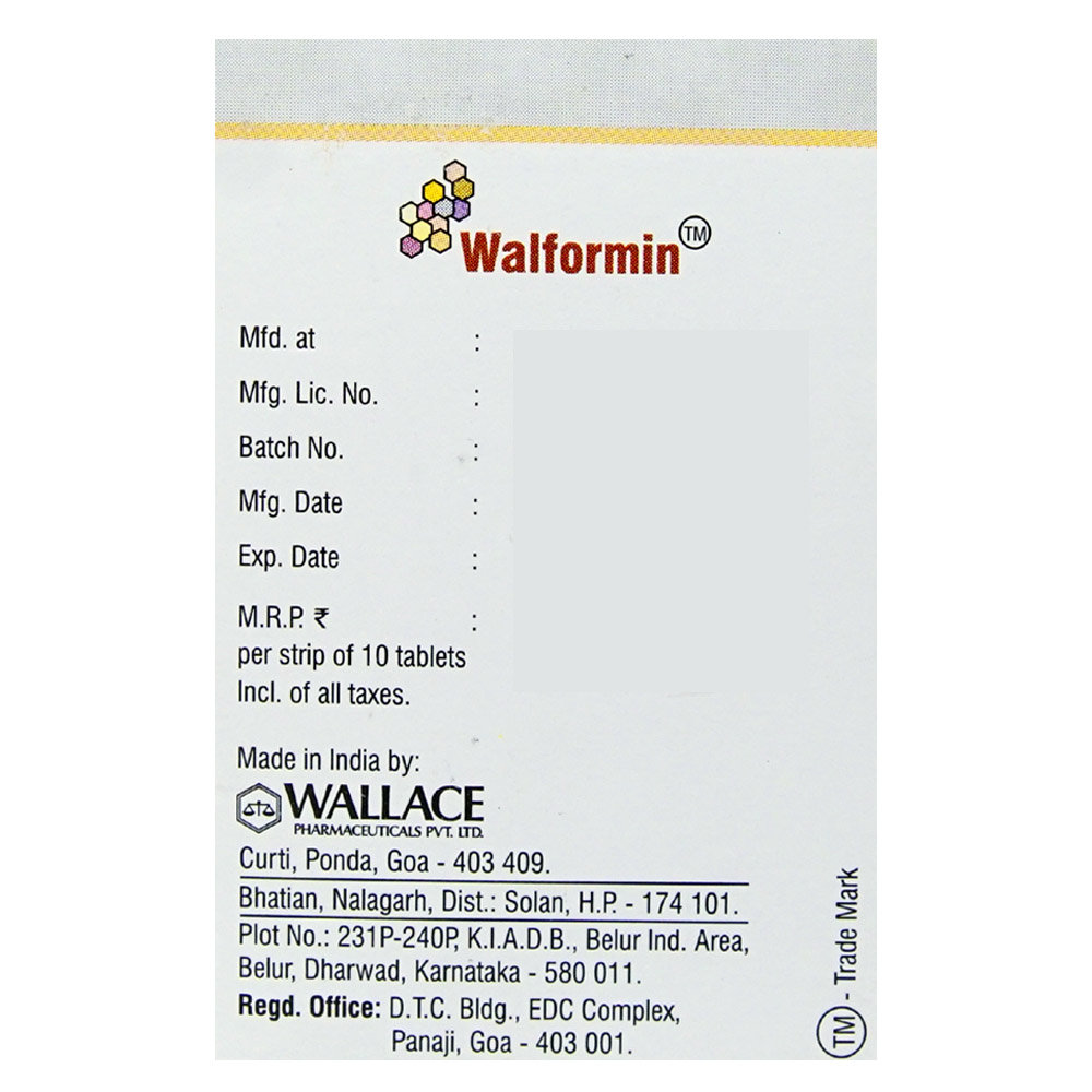 Walformin Tablet 10's, Pack of 10 TABLETS Walformin Tablet 10's, Pack of 10 TABLETS