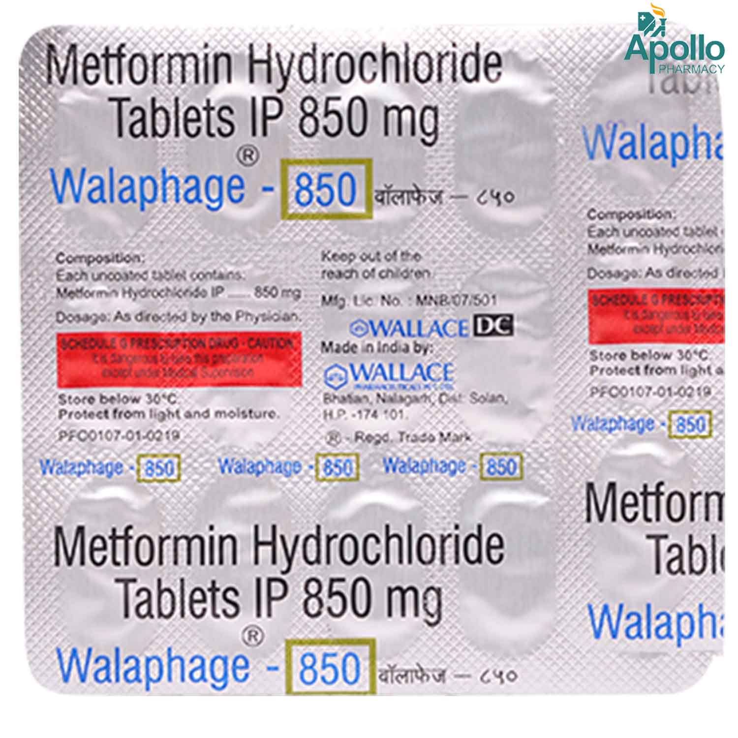 Walaphage 850 Tablet 15's, Pack of 15 TABLETS Walaphage 850 Tablet 15's, Pack of 15 TABLETS
