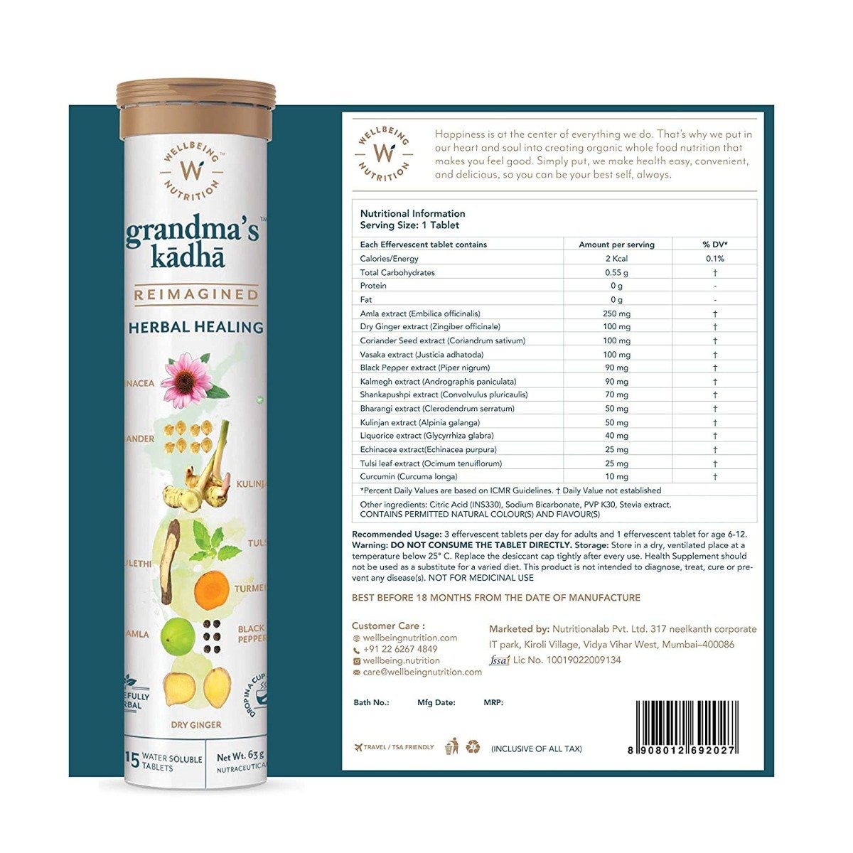 Wellbeing Nutrition Grandma's Kadha, 15 Tablets, Pack of 1 Wellbeing Nutrition Grandma's Kadha, 15 Tablets, Pack of 1
