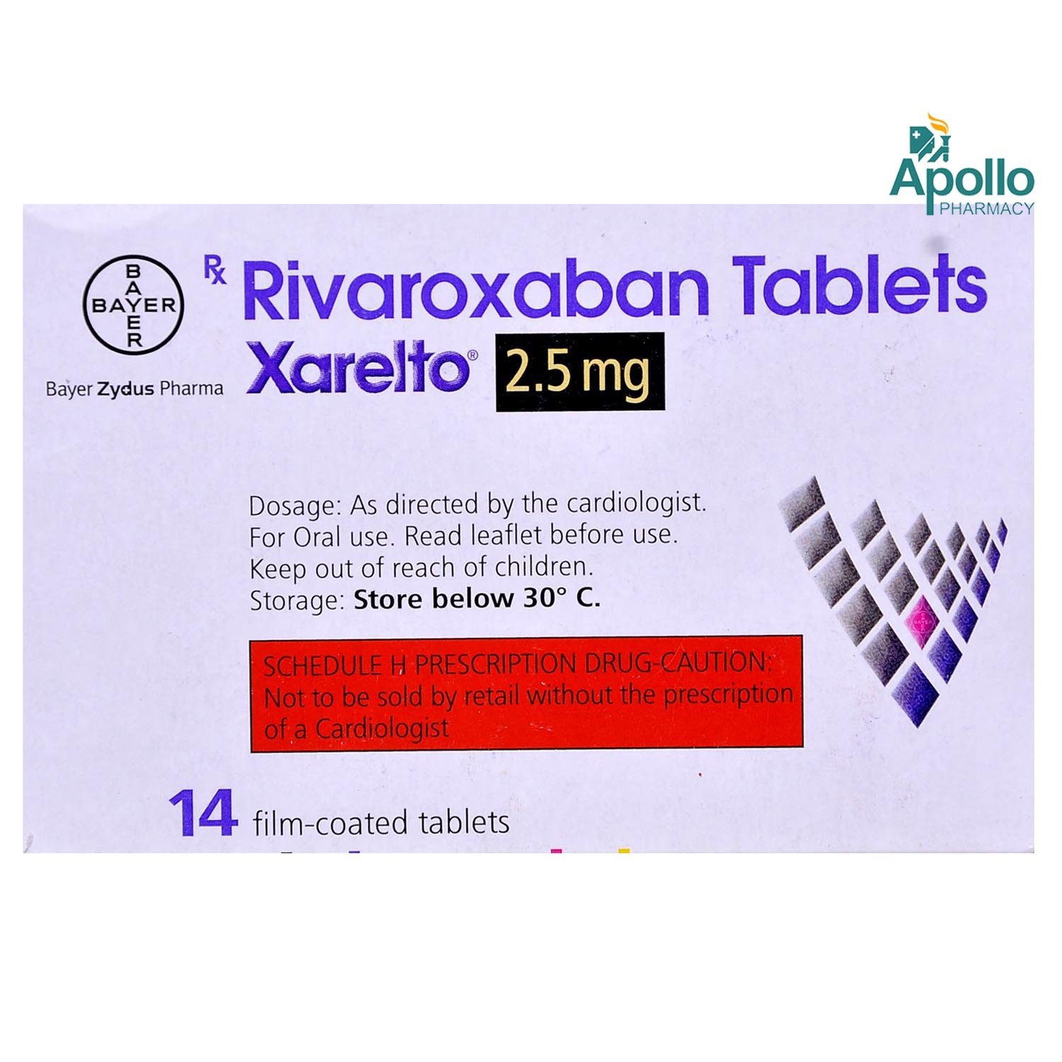 Xarelto 2.5 mg Tablet 14's, Pack of 1 TABLET Xarelto 2.5 mg Tablet 14's, Pack of 1 TABLET