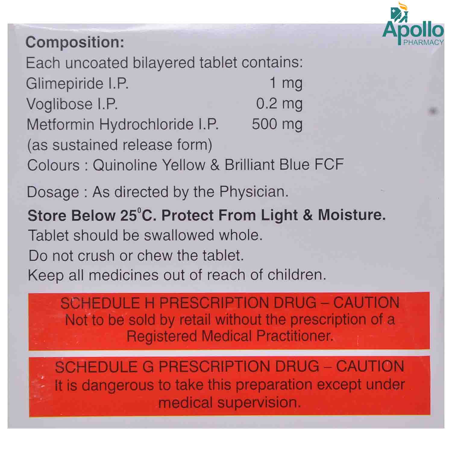 XMET TRIO 500/0.2/1 TABLET 10'S, Pack of 10 TABLETS XMET TRIO 500/0.2/1 TABLET 10'S, Pack of 10 TABLETS