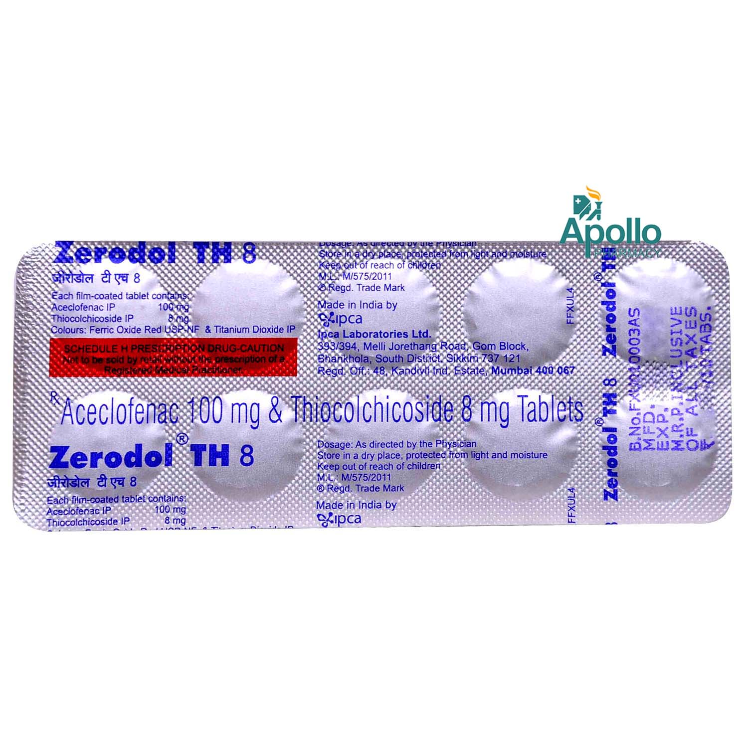 Zerodol TH 8 Tablet 10's, Pack of 10 Zerodol TH 8 Tablet 10's, Pack of 10