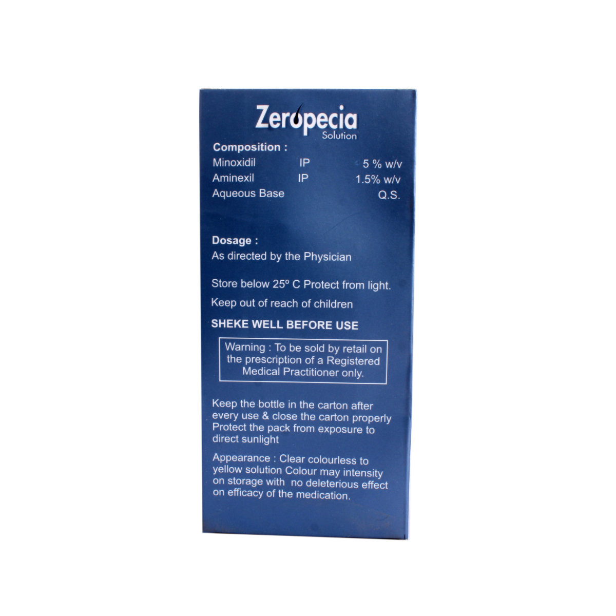 Zeropecia 5%Solution 60ml, Pack of 1 Liquid Zeropecia 5%Solution 60ml, Pack of 1 Liquid