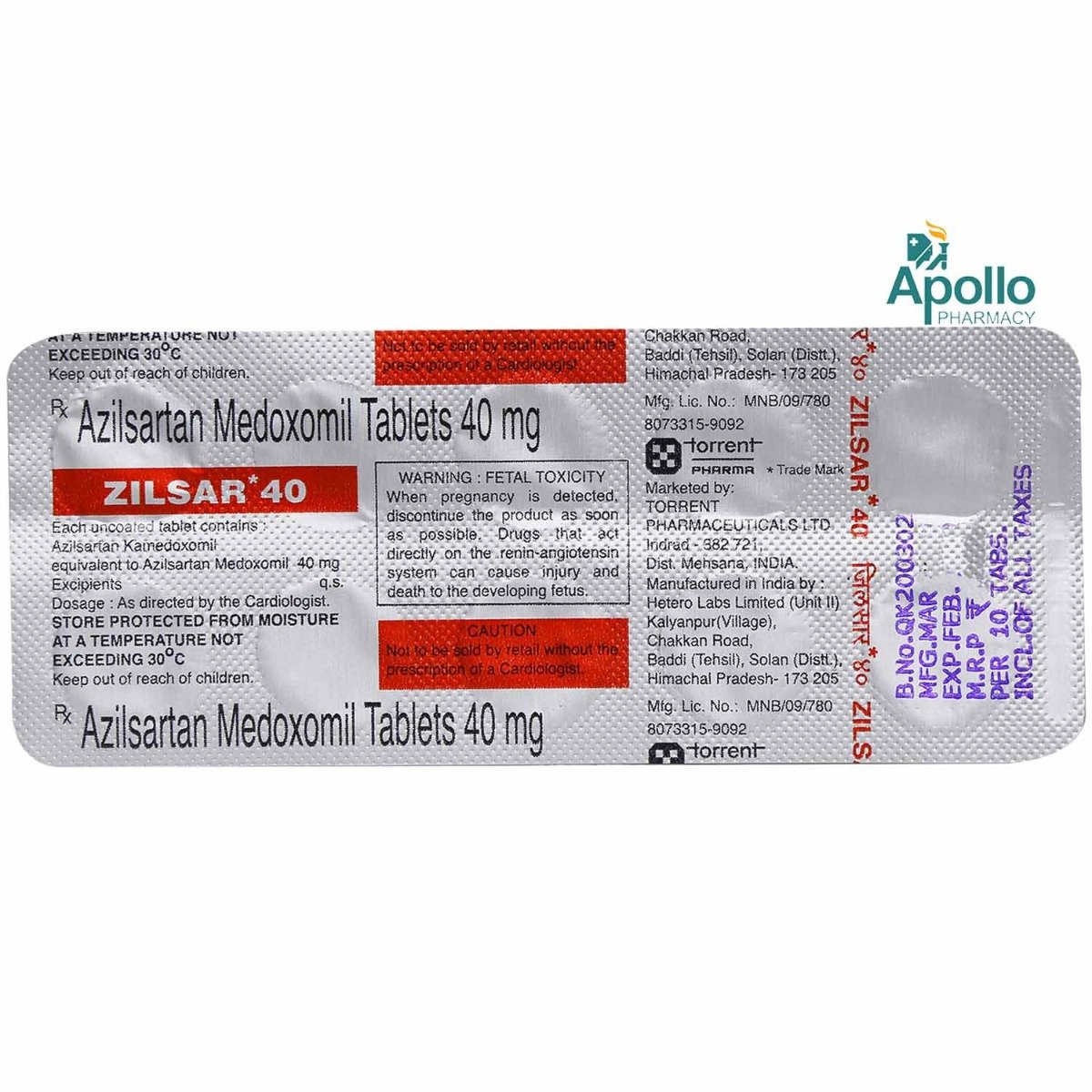 Zilsar 40 Tablet 10's, Pack of 10 TABLETS Zilsar 40 Tablet 10's, Pack of 10 TABLETS