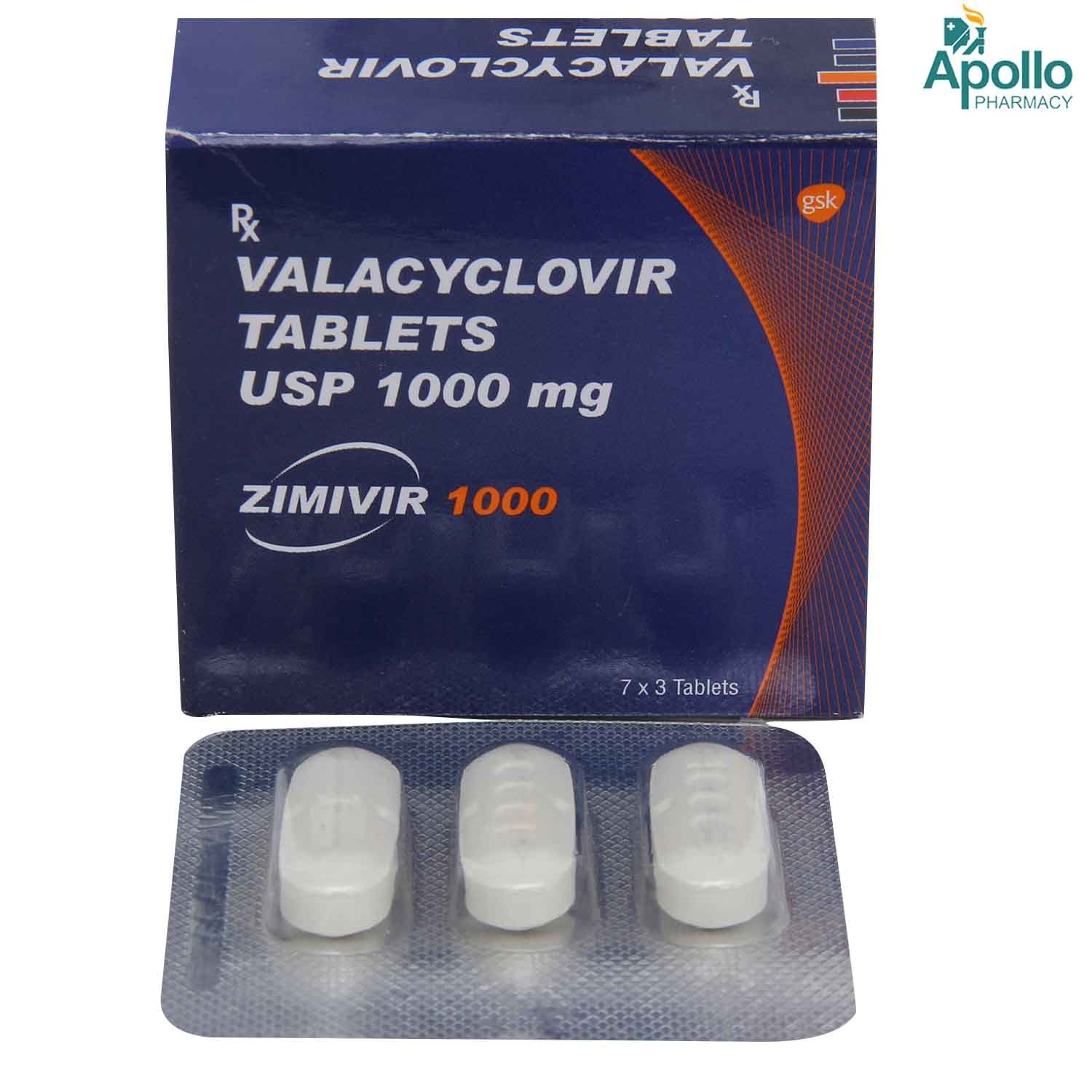 Zimivir 1000 Tablet 3's, Pack of 3 TabletS Zimivir 1000 Tablet 3's, Pack of 3 TabletS