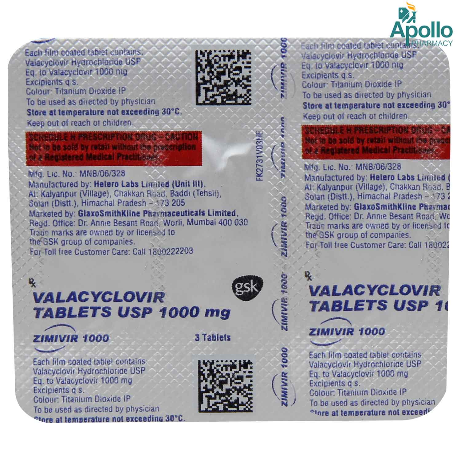 Zimivir 1000 Tablet 3's, Pack of 3 TabletS Zimivir 1000 Tablet 3's, Pack of 3 TabletS