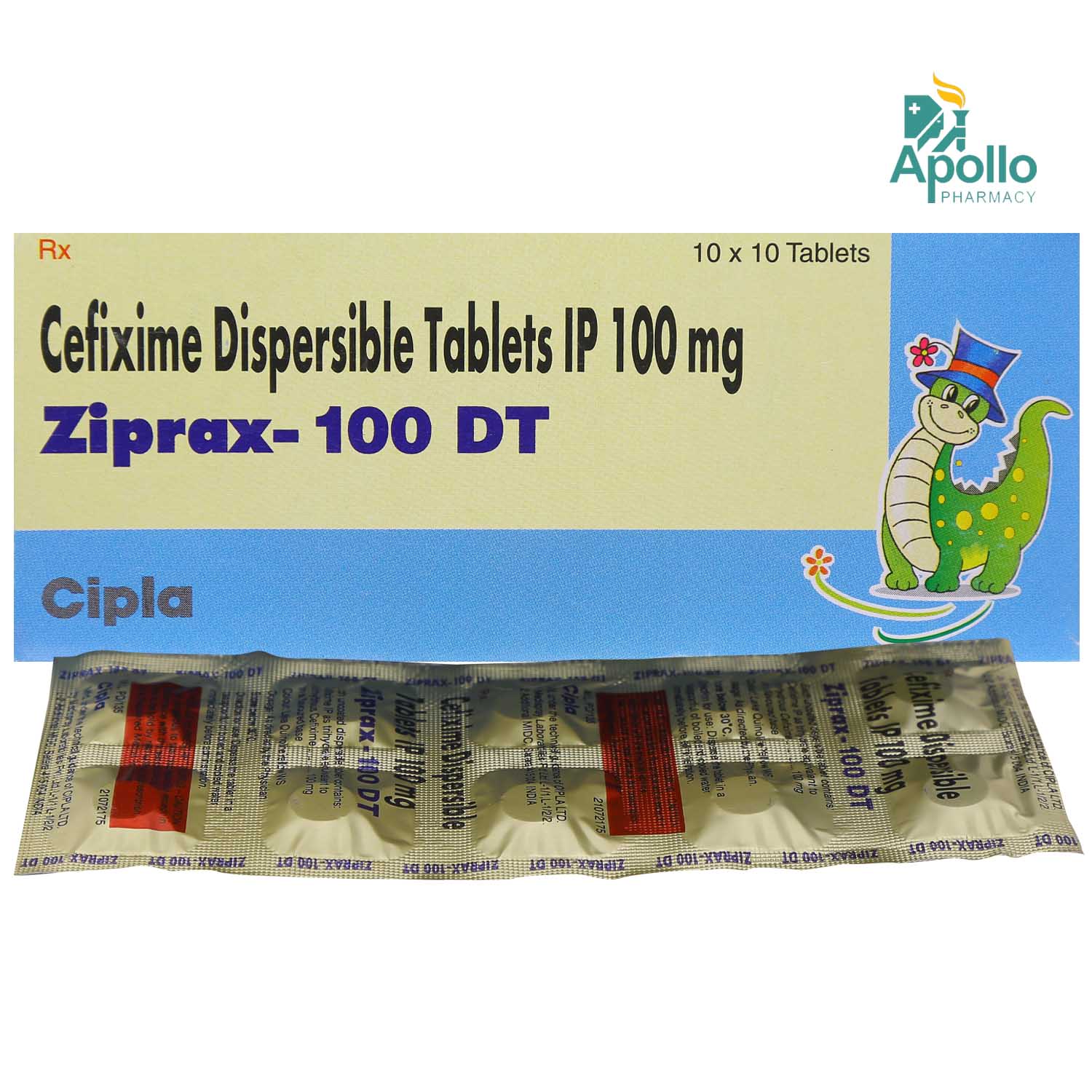 Ziprax 100 mg DT Tablet 10's, Pack of 10 TabletS Ziprax 100 mg DT Tablet 10's, Pack of 10 TabletS