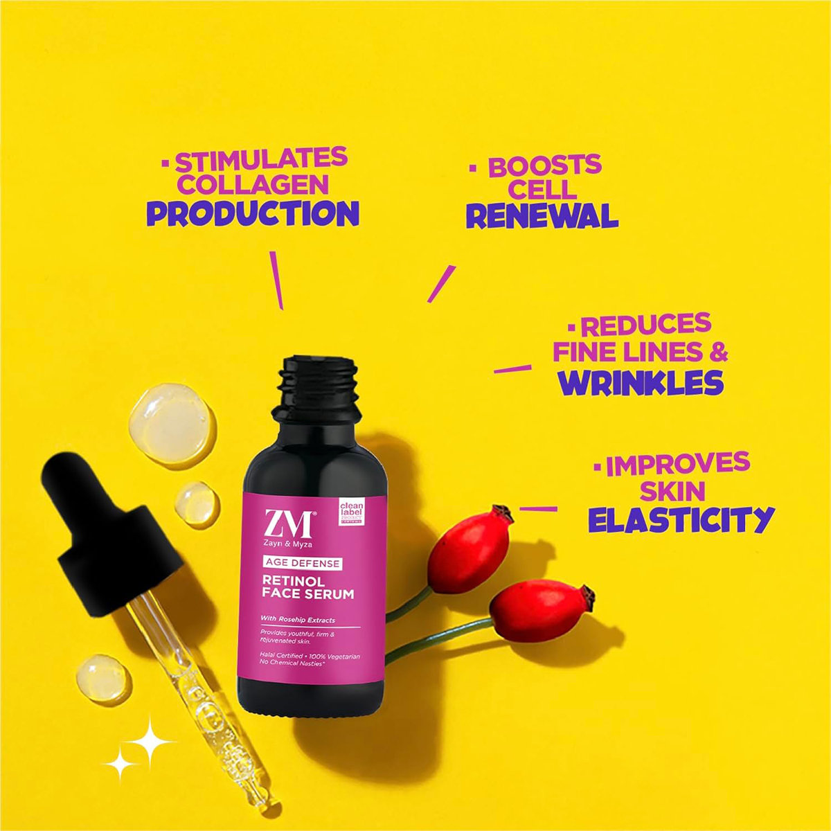 ZM Age Defense Retinol Face Serum 30 ml | With Rosehip Extracts | Anti Aging Serum | Rejuvenates Skin | Gives Youthful Skin | Non Sticky Formula | For All Skin Type, Pack of 1 ZM Age Defense Retinol Face Serum 30 ml | With Rosehip Extracts | Anti Aging Serum | Rejuvenates Skin | Gives Youthful Skin | Non Sticky Formula | For All Skin Type, Pack of 1