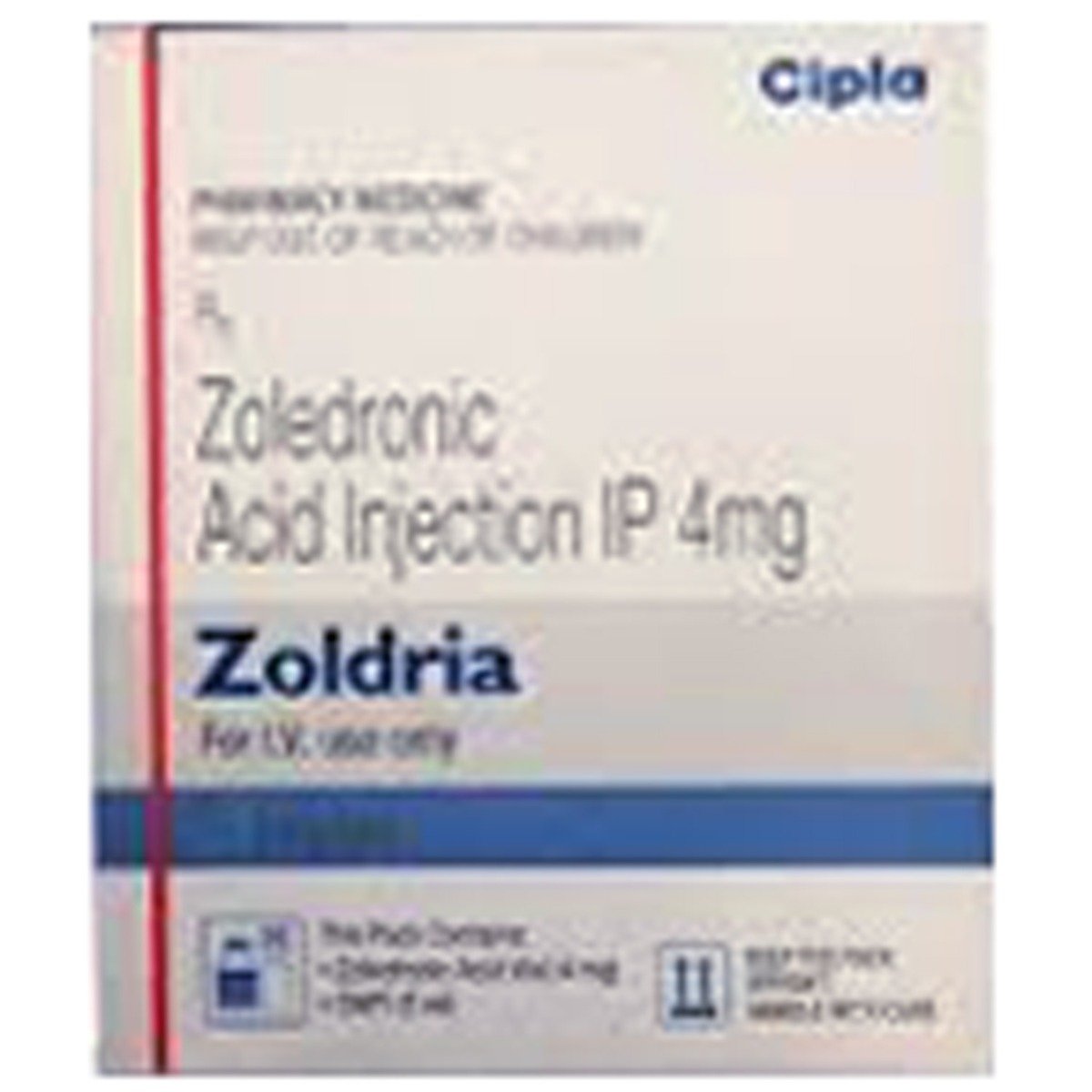 Zoldria 4mg Injection 5 ml, Pack of 1 INJECTION Zoldria 4mg Injection 5 ml, Pack of 1 INJECTION